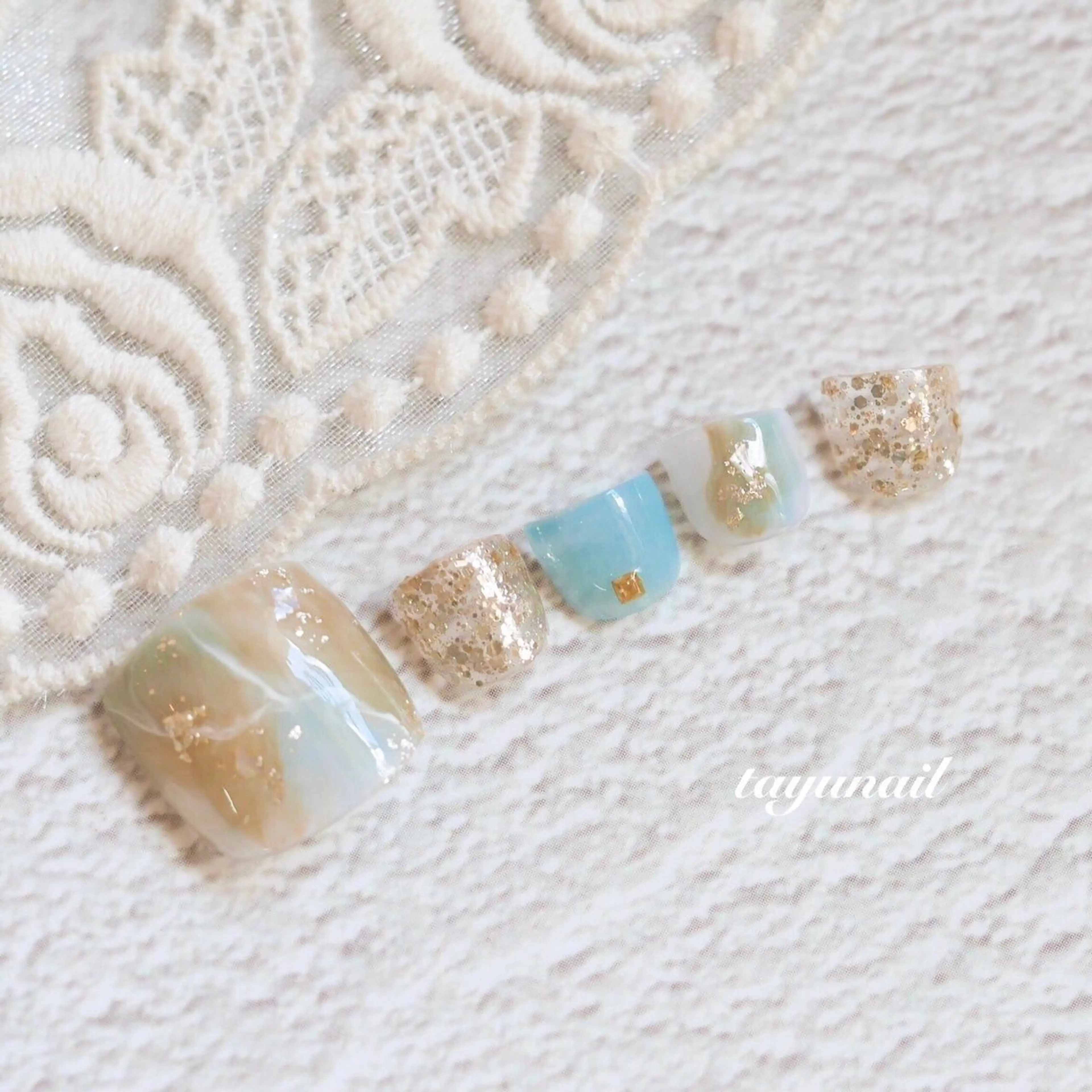 ネイル アートネイル フットネイル ジェルネイル パラジェル 夏ネイル ネイルサロン 【たゆnail】のネイルデザイン