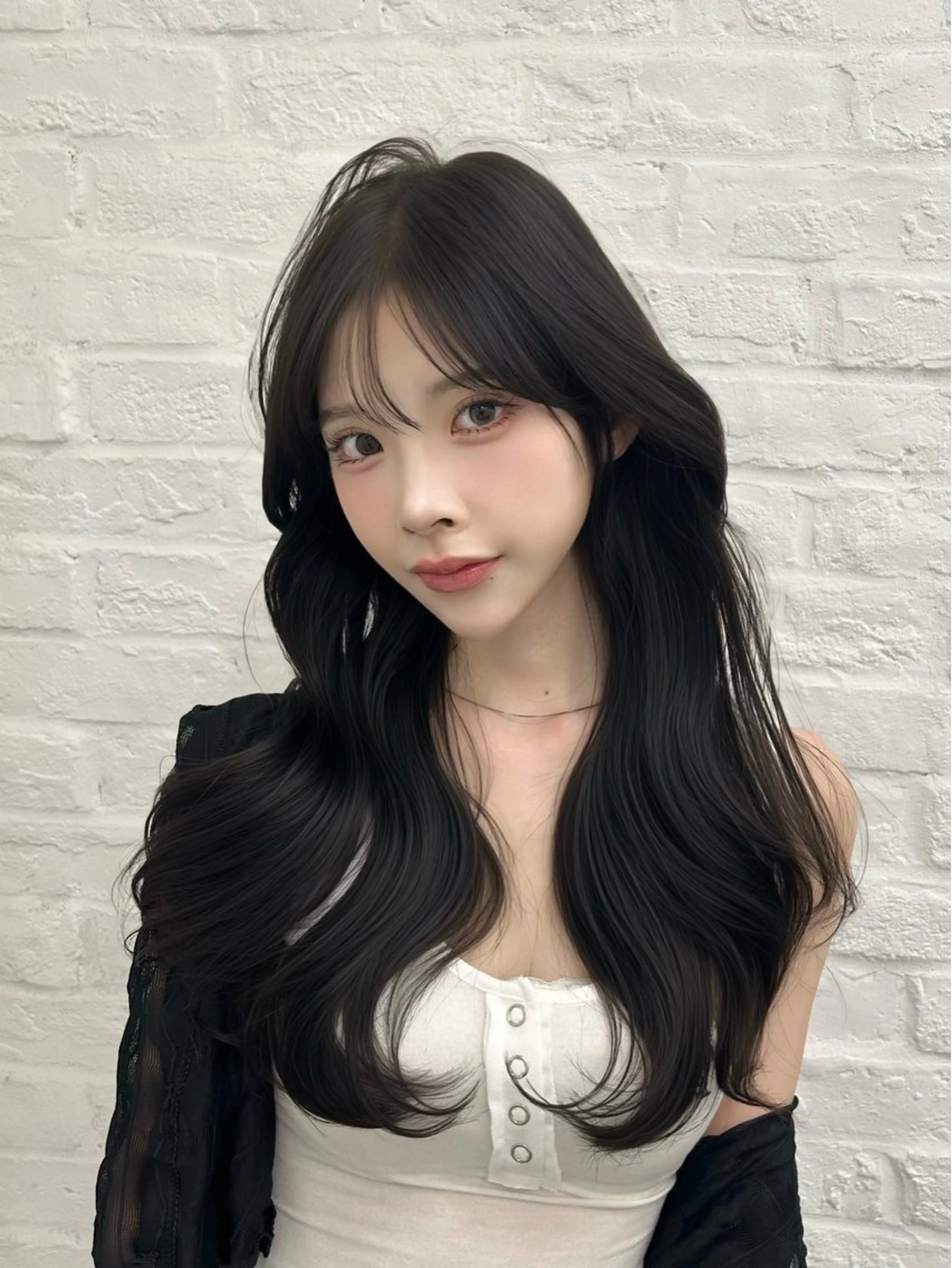 ロング カラー グレージュ レイヤーカット カット ヘアカラー トリートメント 韓国ヘア/顔周り ヘアセット/加藤優里のヘアスタイル