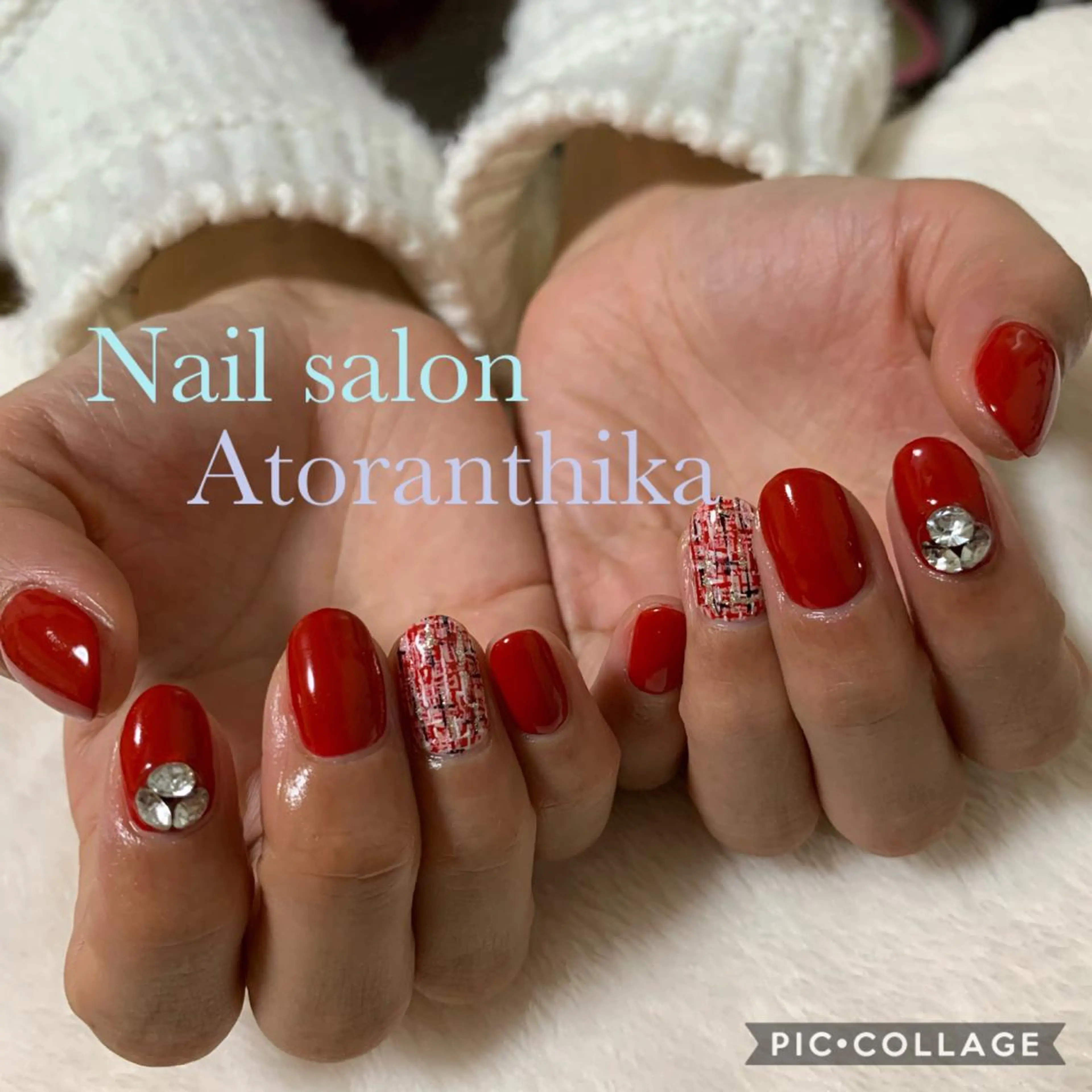 ネイル 赤色 ハンドネイル Nail salon ✩ ｱﾄﾗﾝﾃｨｶのネイルデザイン
