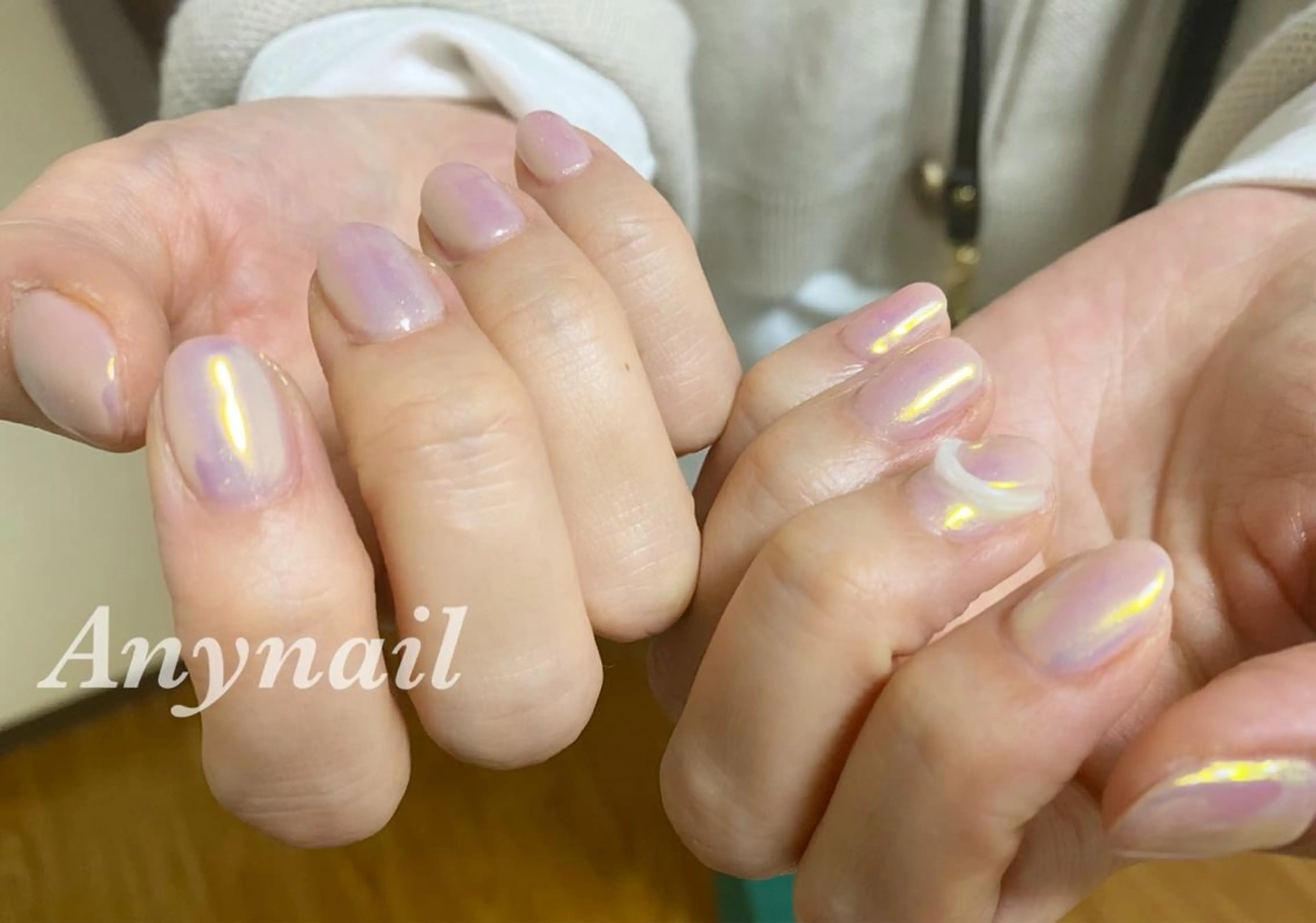 ネイル アートネイル オーロラネイル ブルー ジェルネイル ミラーネイル ハンドネイル 岩澤 恵子のネイルデザイン