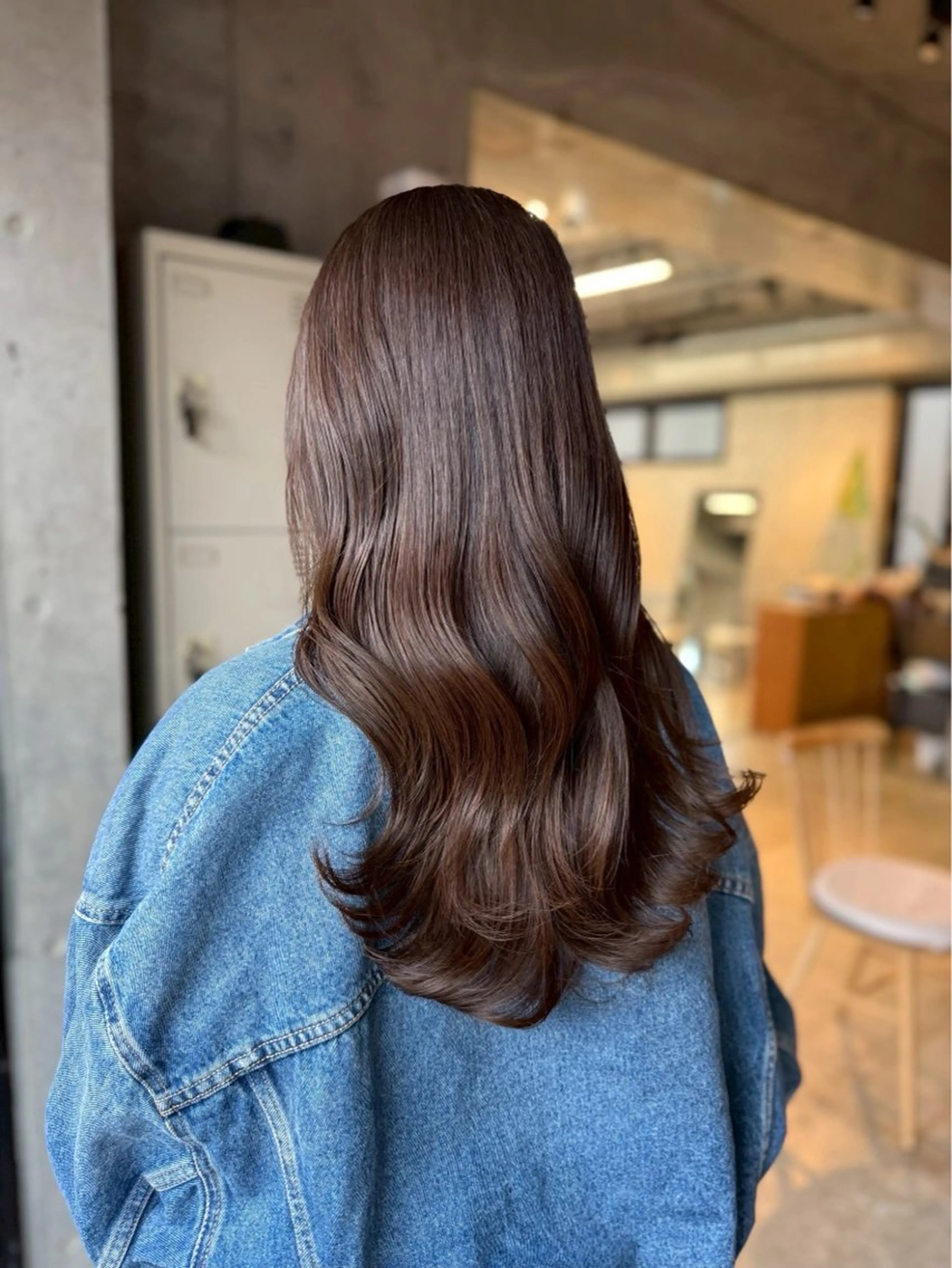ロング カラー 透明感カラー オレンジ ヘアカラー トリートメント ムツキ/品のある 艶カラー/縮毛矯正のヘアスタイル