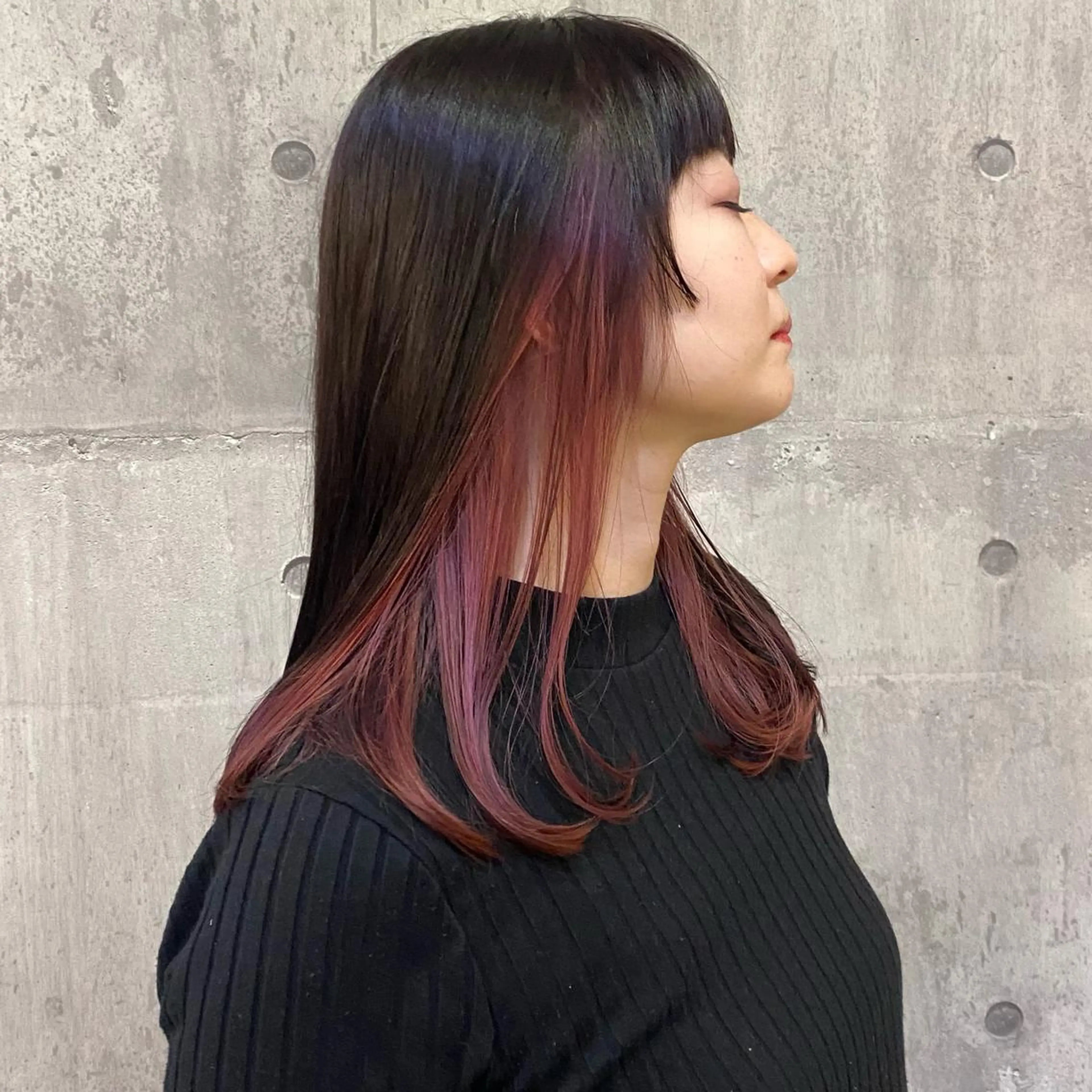 ロング カラー ピンクカラー バイオレットカラー ヘアカラー 比嘉 陽のヘアスタイル