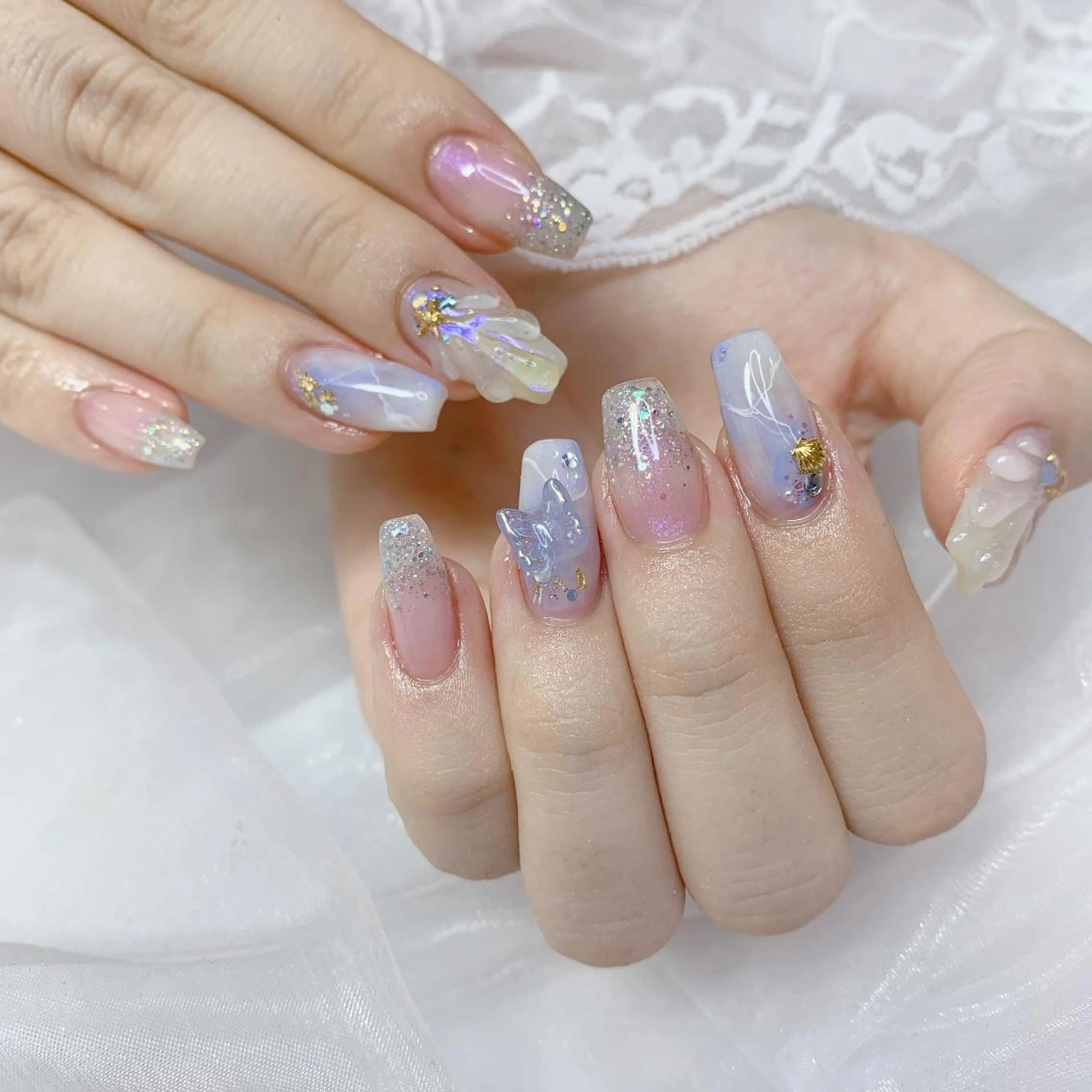 ネイル ロングネイル ハンドネイル La neige* yuki 🐩🌙のネイルデザイン