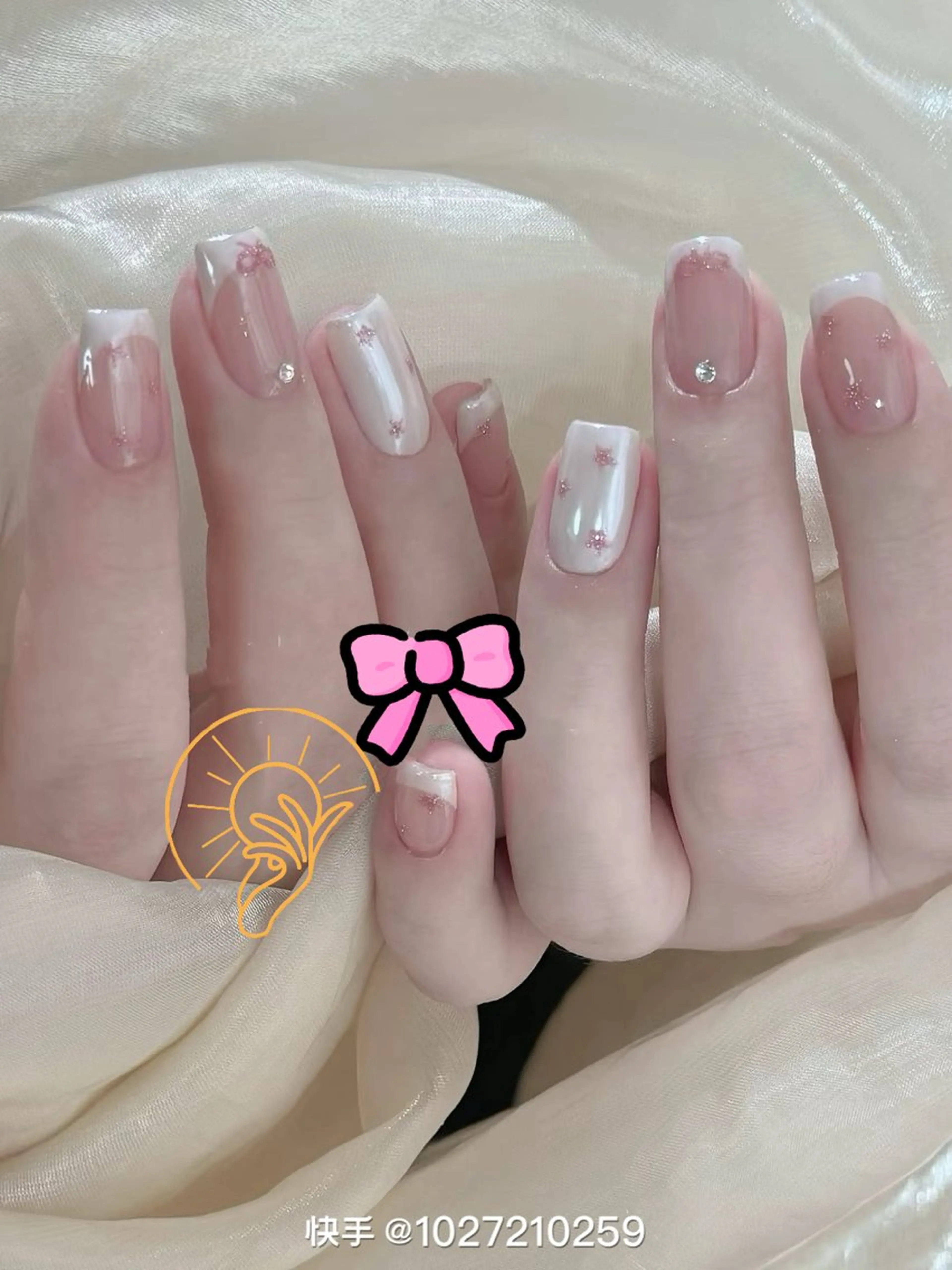 ネイル チークネイル 長さ出し フレンチネイル ガーリー 韓国ネイル sun nail池袋 モデル募集のネイルデザイン