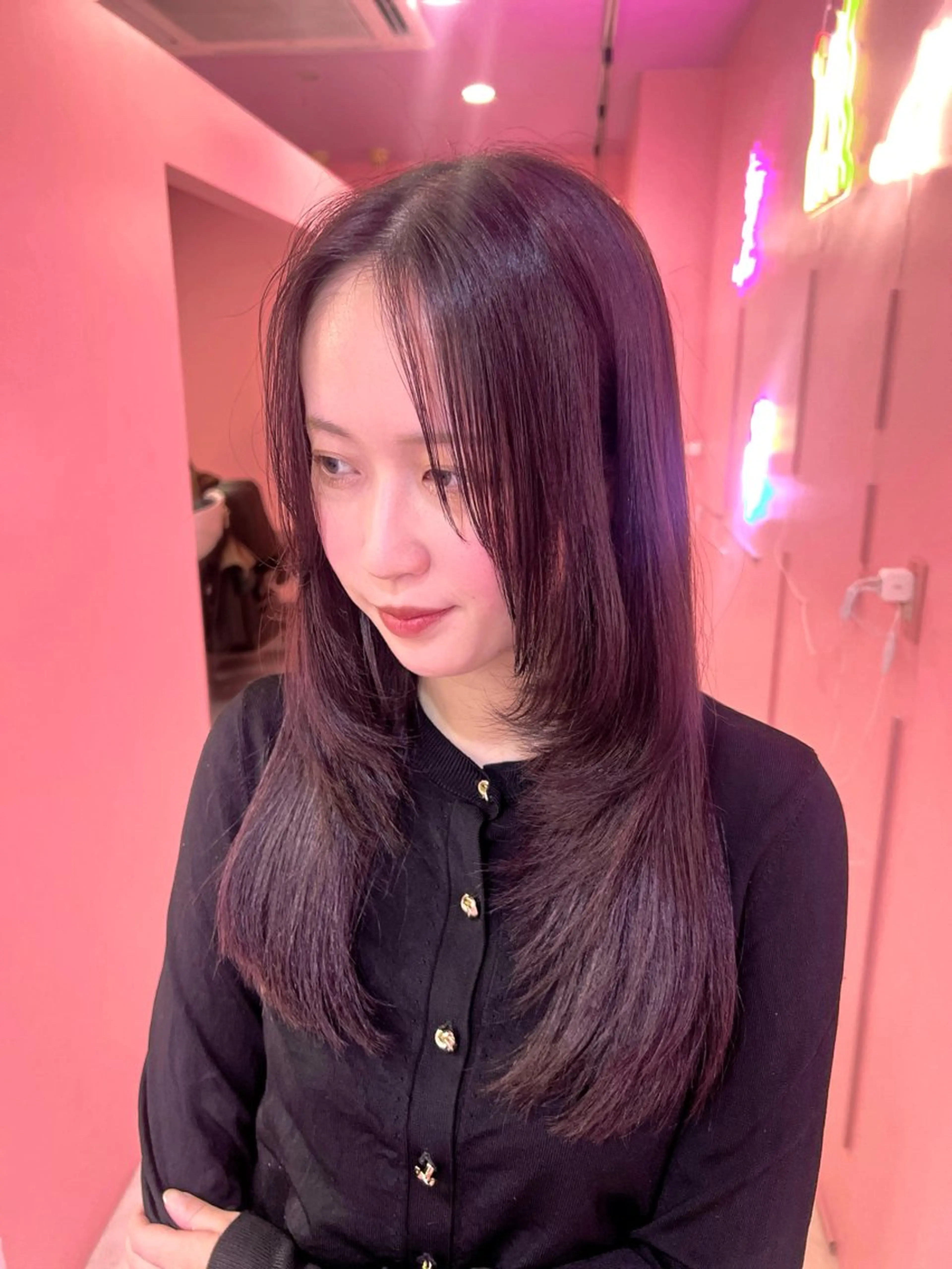 ロング カット ヘアカラー トリートメント 紙屋町ショート /ボブ　パーマ河内蓮のヘアスタイル