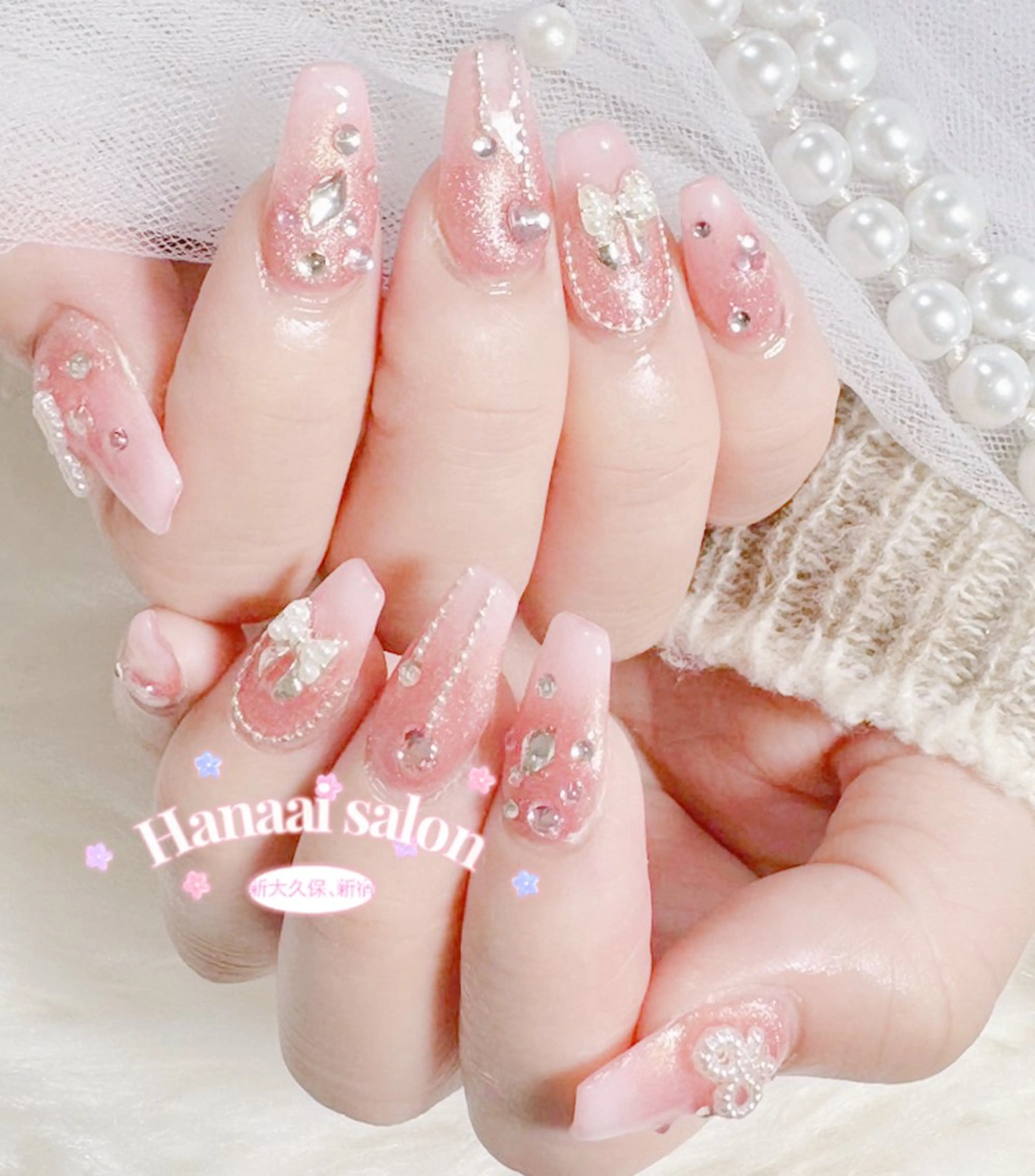 セミロング ハンドネイル Hanaai salon あまねのネイルデザイン