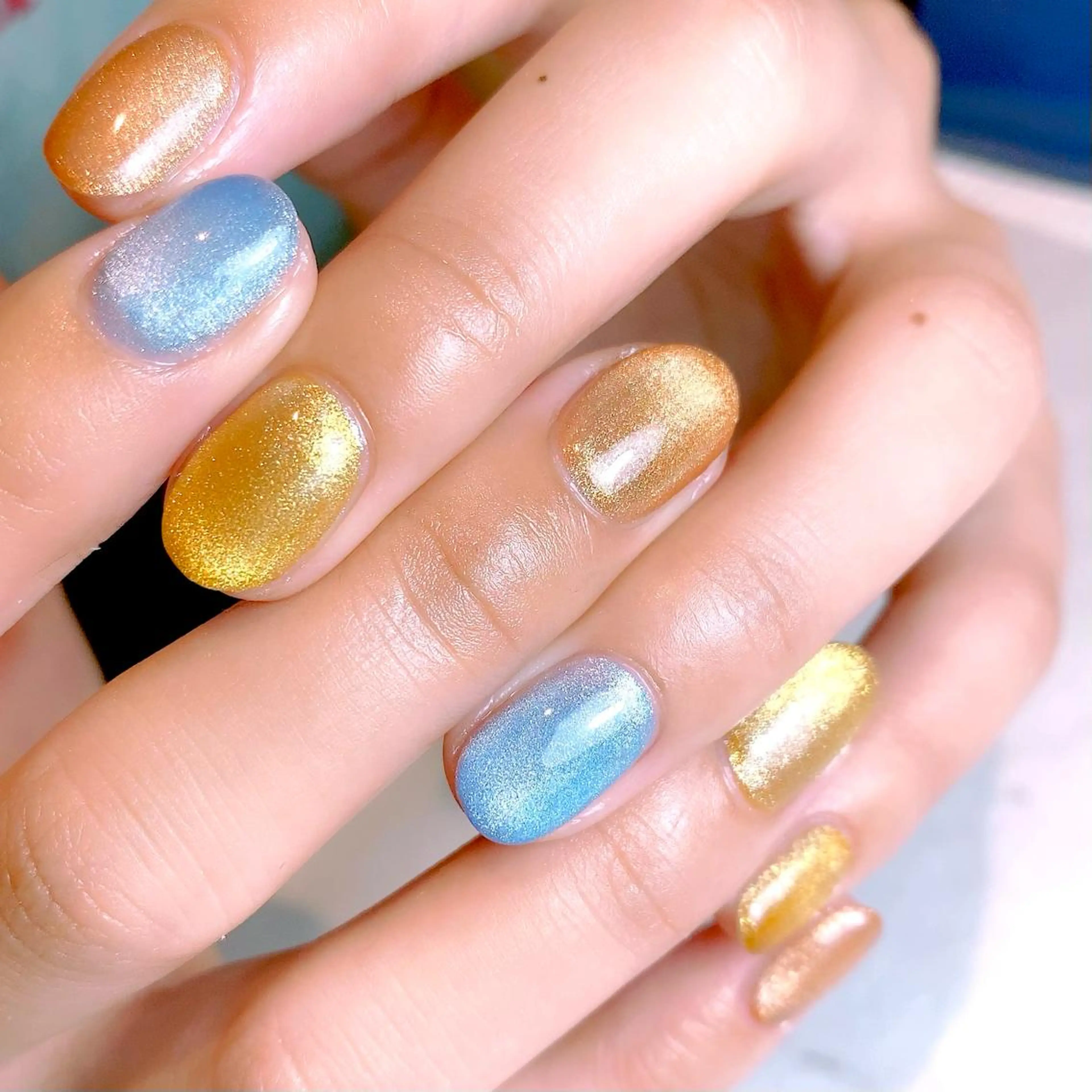 ネイル 長さ出し ジェルネイル ハードジェル マグネットネイル ビー玉ネイル プライベートサロン Rのネイルデザイン