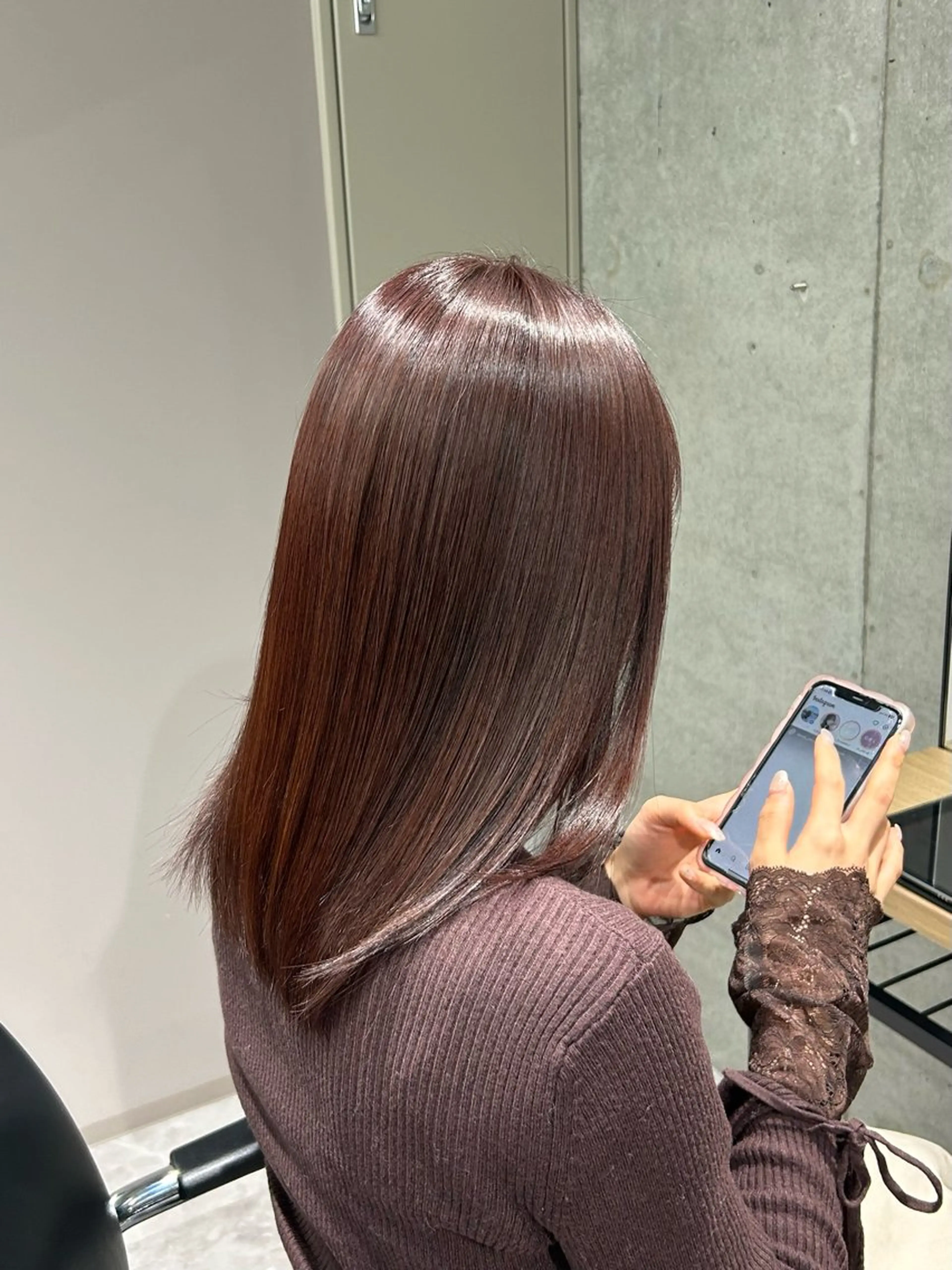 ミディアム カラー カット トリートメント OAK溝の口 天使の輪👑YUKIのヘアスタイル