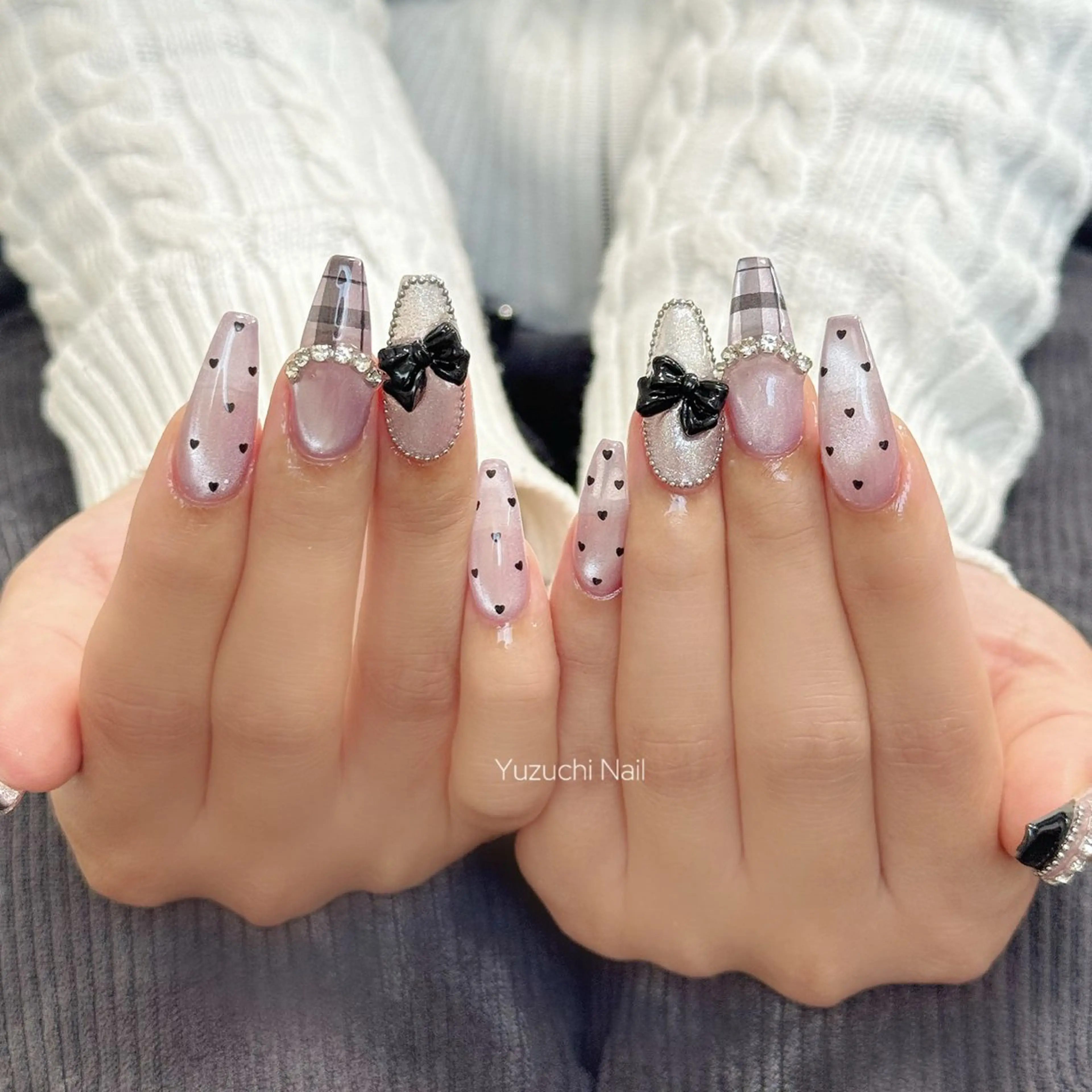 ネイル 長さ出し キラキラネイル ハンドネイル Yuzuchi Nailのネイルデザイン