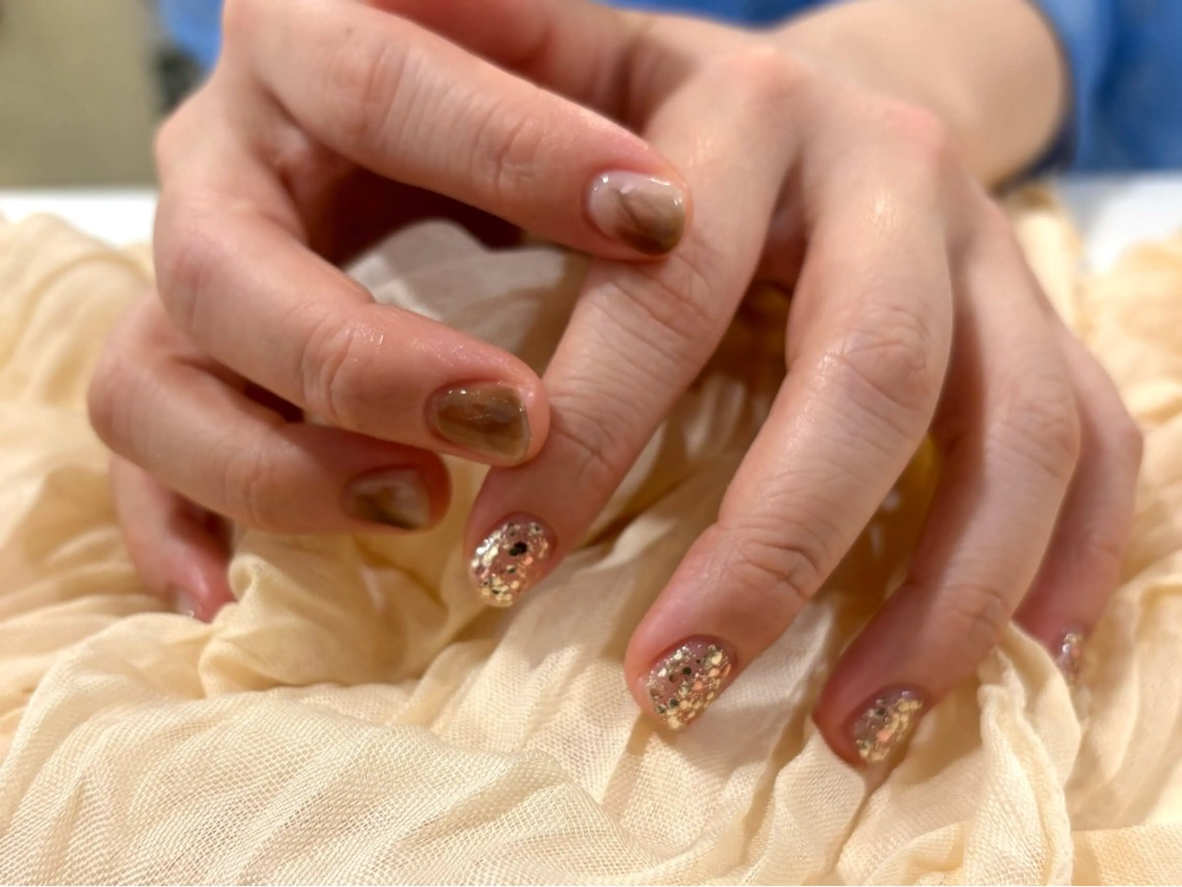 ネイル ジェルネイル ラメ(グリッター) ニュアンスネイル パラジェル ハンドネイル Lino中目黒 🎀 パラジェルのネイルデザイン