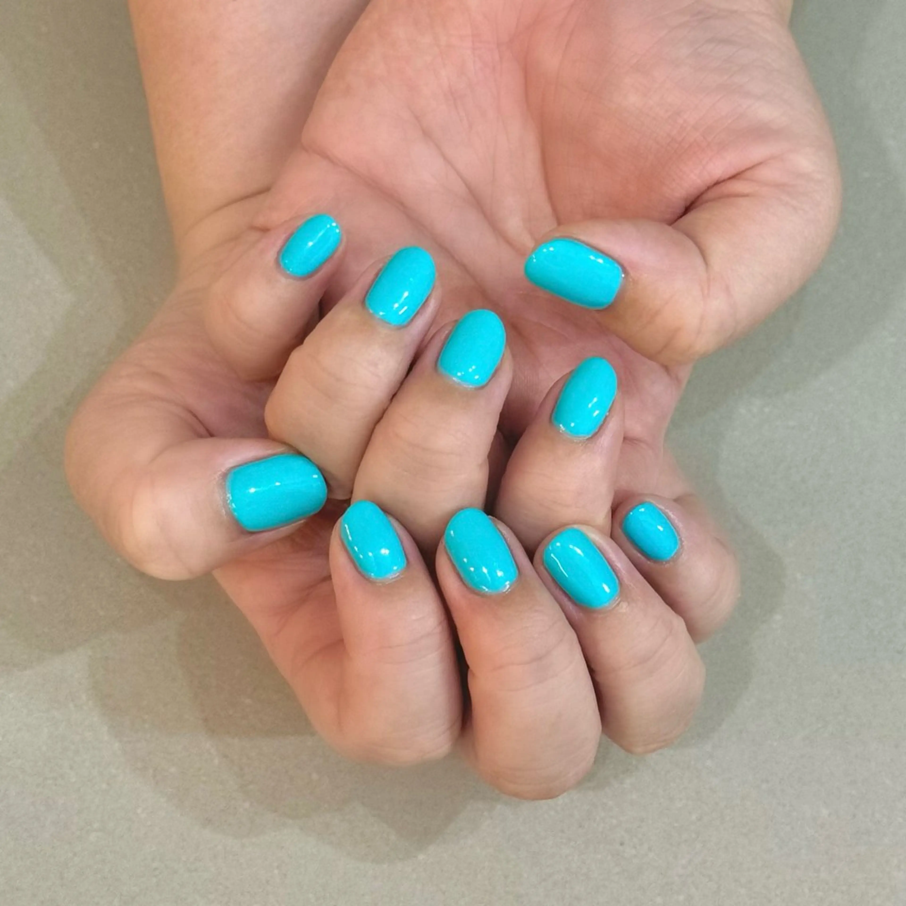 ネイル ブルー ワンカラーネイル ハンドネイル HARUKA ネイリスト福岡/薬院のネイルデザイン