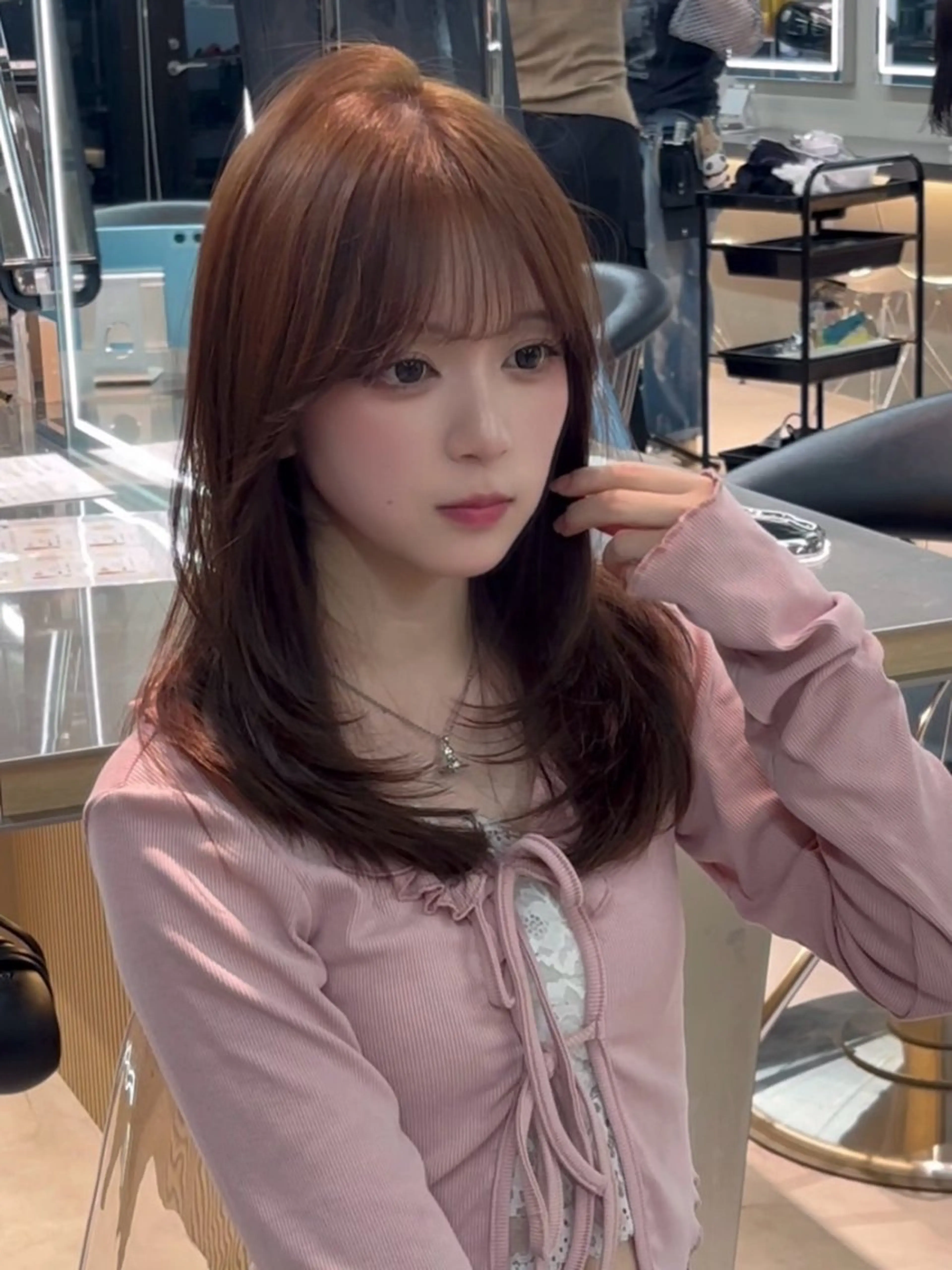 ミディアム カラー ベージュカラー レイヤーカット 縮毛矯正 【博多髪質改善】 吉村　清志のヘアスタイル