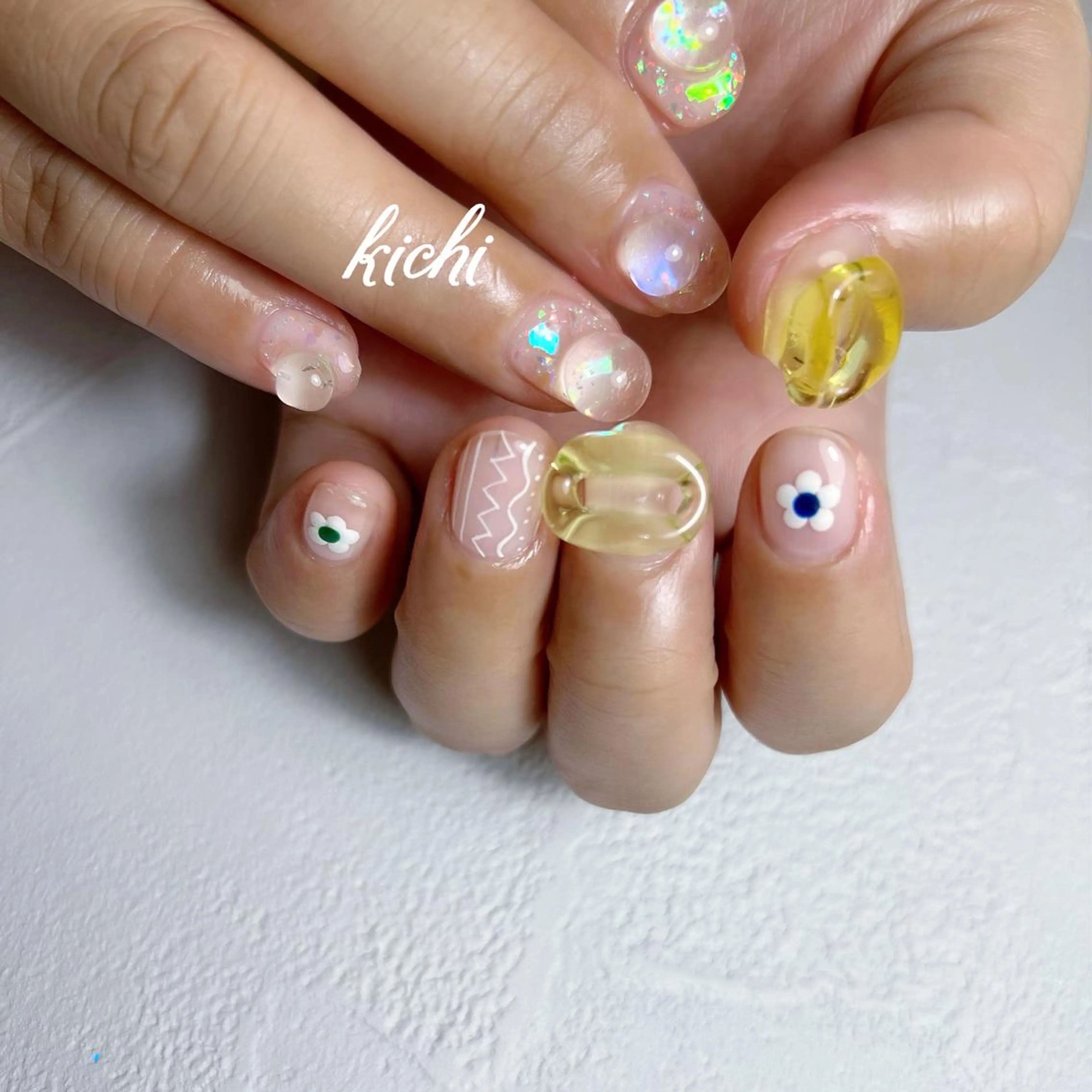 ネイル ジェルネイル 持ち込み ニュアンスネイル パラジェル 夏ネイル kichi・: *のネイルデザイン