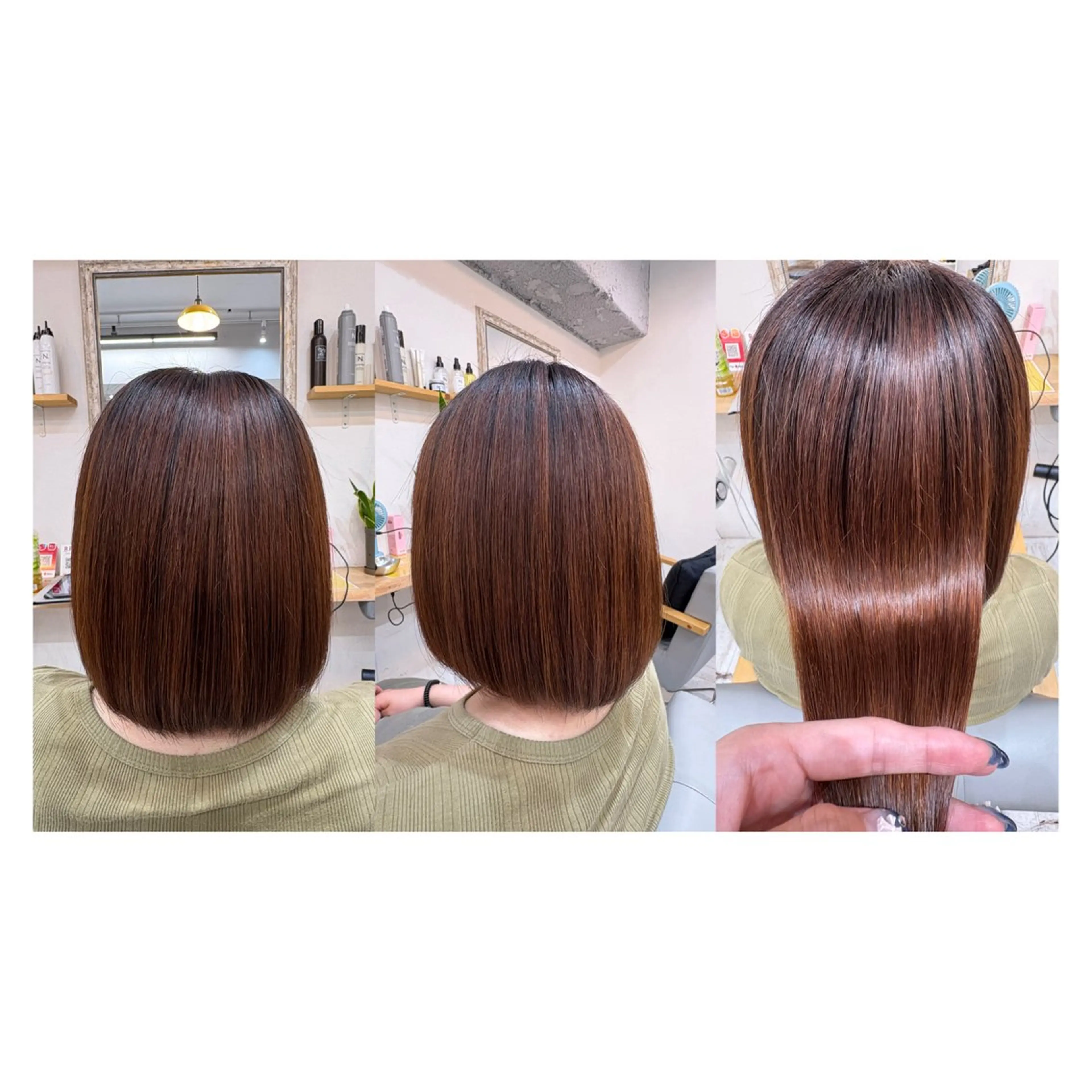 ミディアム ボブ 縮毛矯正 レイヤーカット・ 縮毛矯正 星野のヘアスタイル