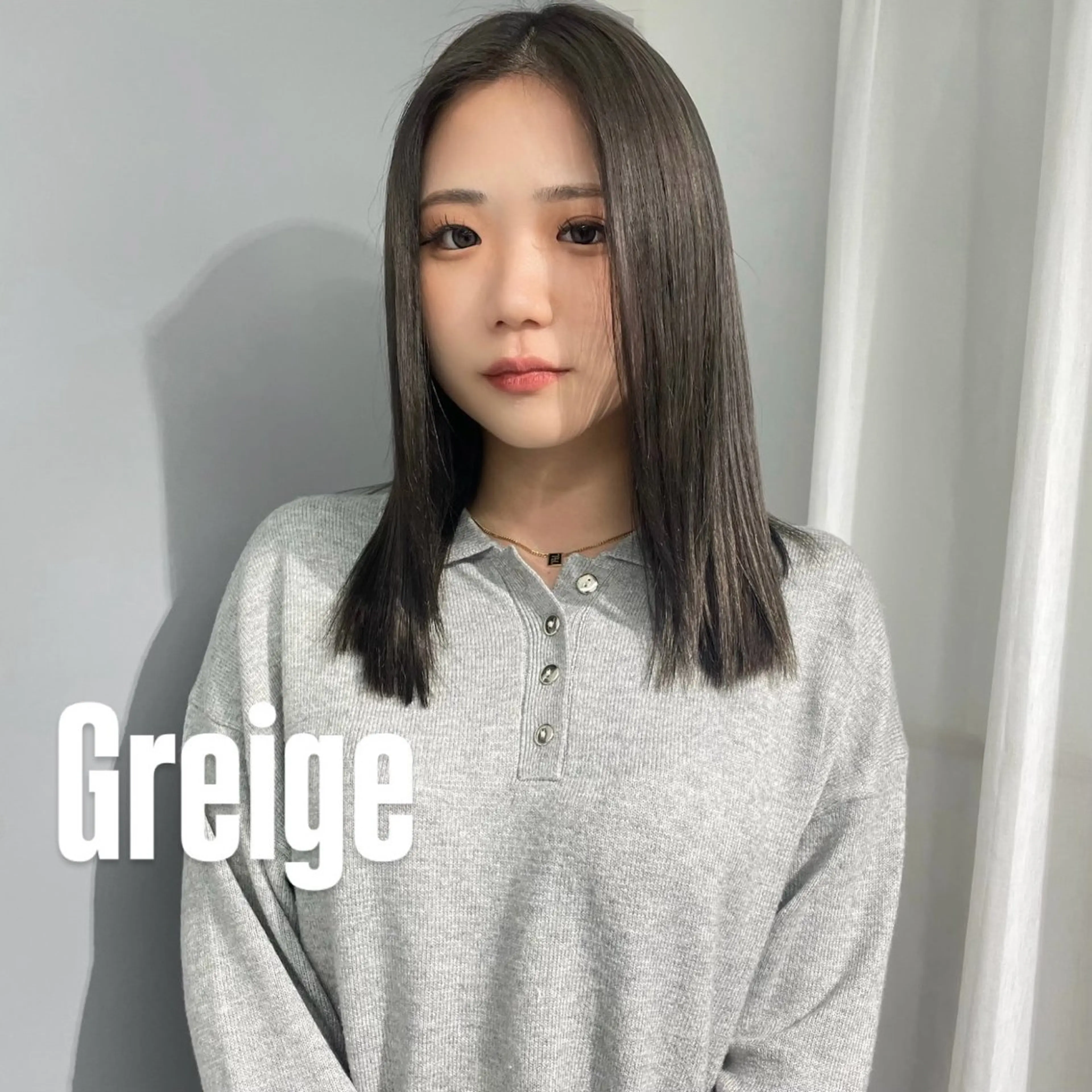 セミロング カラー 透明感カラー グレージュ ヘアカラー ハイトーン/ボブ /HBL/AYUNAのヘアスタイル