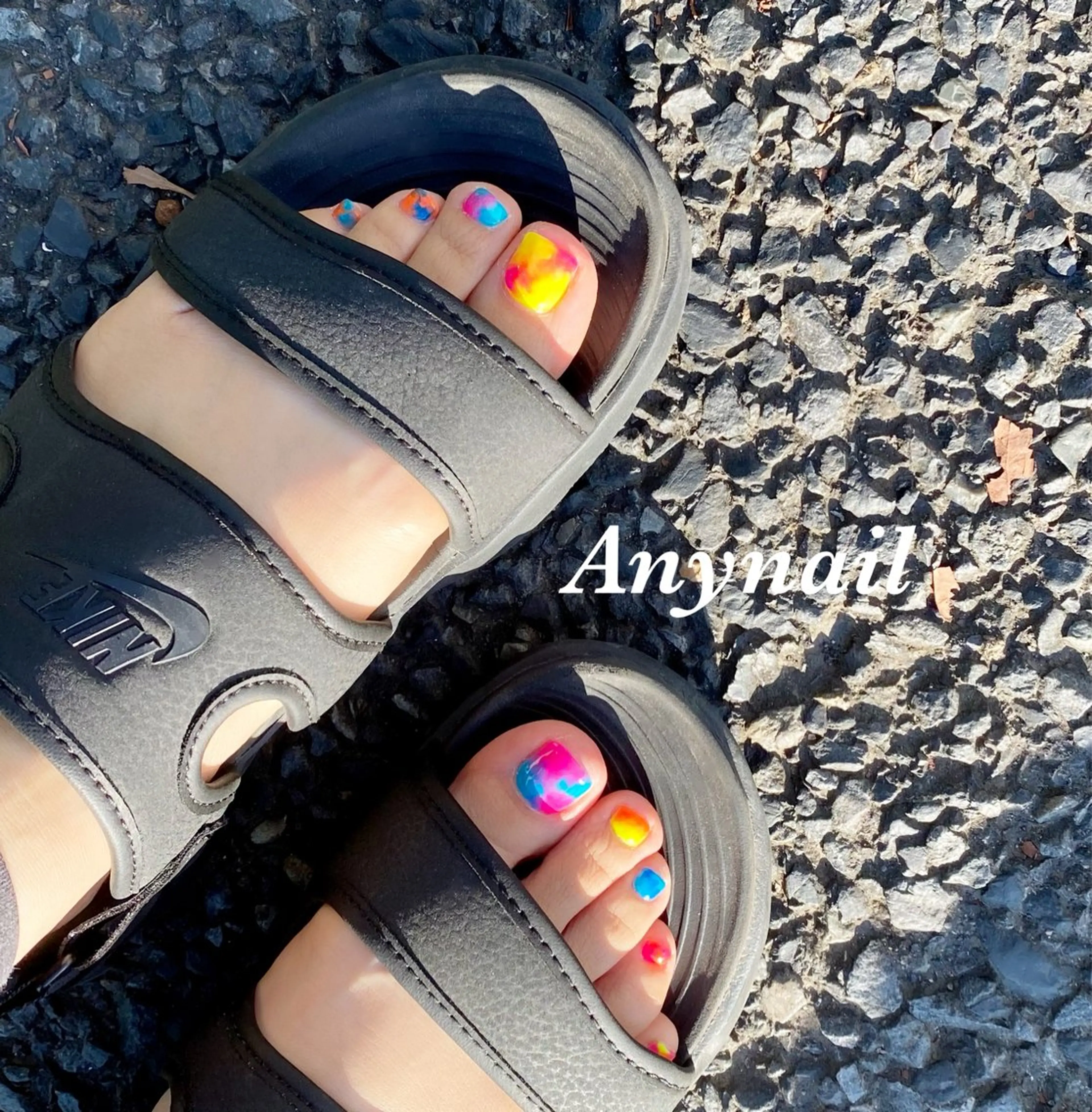 ネイル ブルー フットネイル 大理石ネイル(マーブル) フットネイル 岩澤 恵子のネイルデザイン