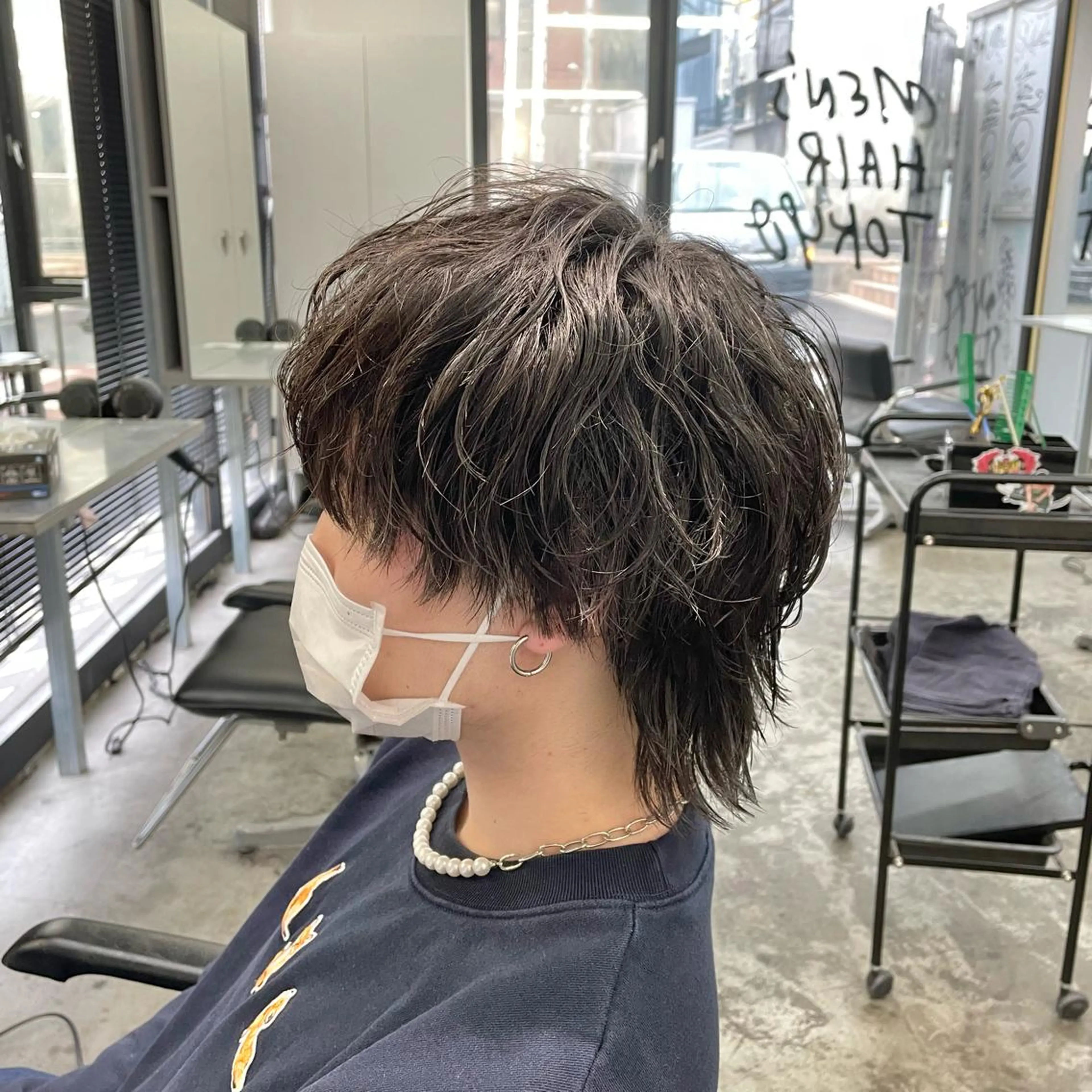 ミディアム パーマ メンズ 波巻きパーマ メンズウルフカット ウルフカット カット パーマ メンズ特化美容師/ 藤戸 椋のヘアスタイル