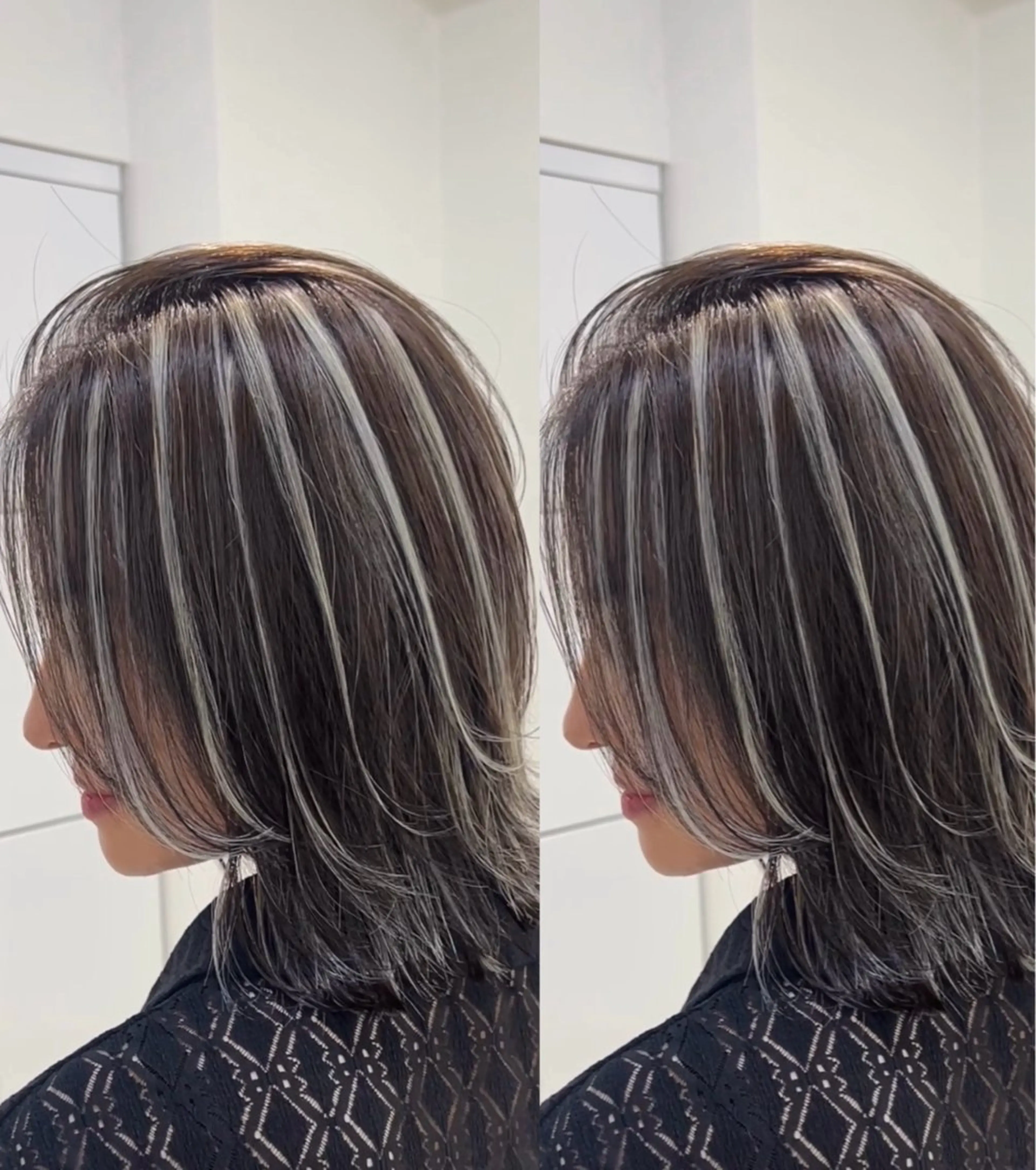 ミディアム カラー デザインカラー グレージュ ハイライトカラー ハイライト カット ヘアカラー トリートメント 表参道/ハイライト バレイヤージュのヘアスタイル