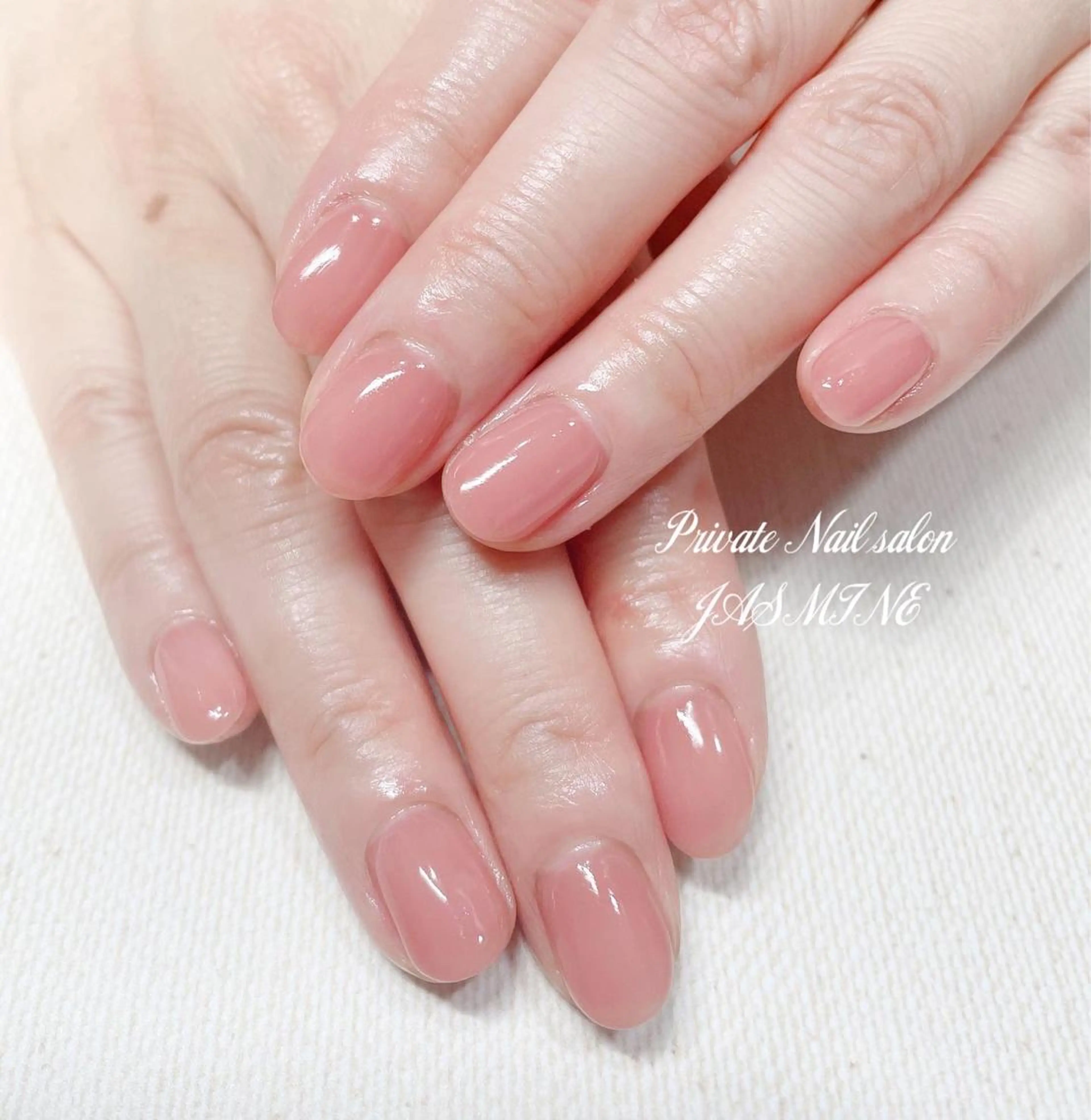 ネイル オフィスネイル ワンカラーネイル ピンク シンプルネイル ハンドネイル Nail salon JASMINEのネイルデザイン