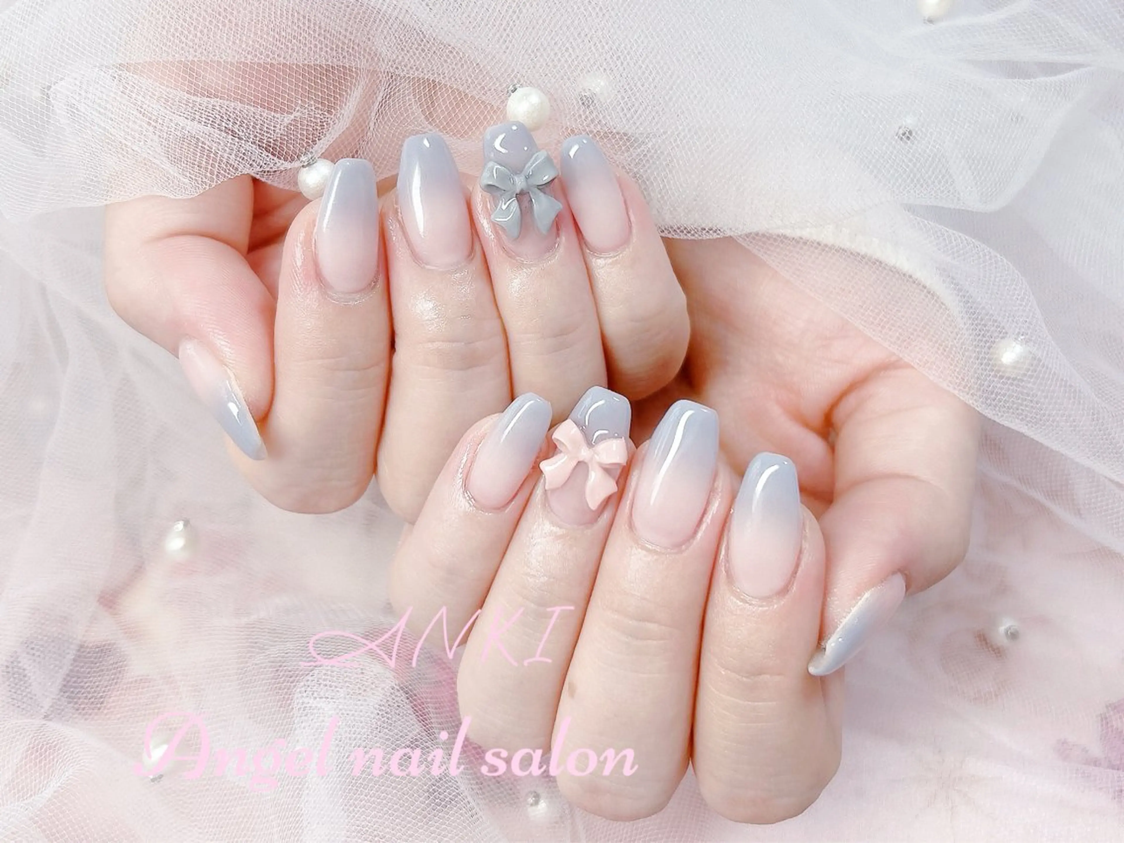 ネイル リボン ハンドネイル ハンドケア Angel nail salonのネイルデザイン