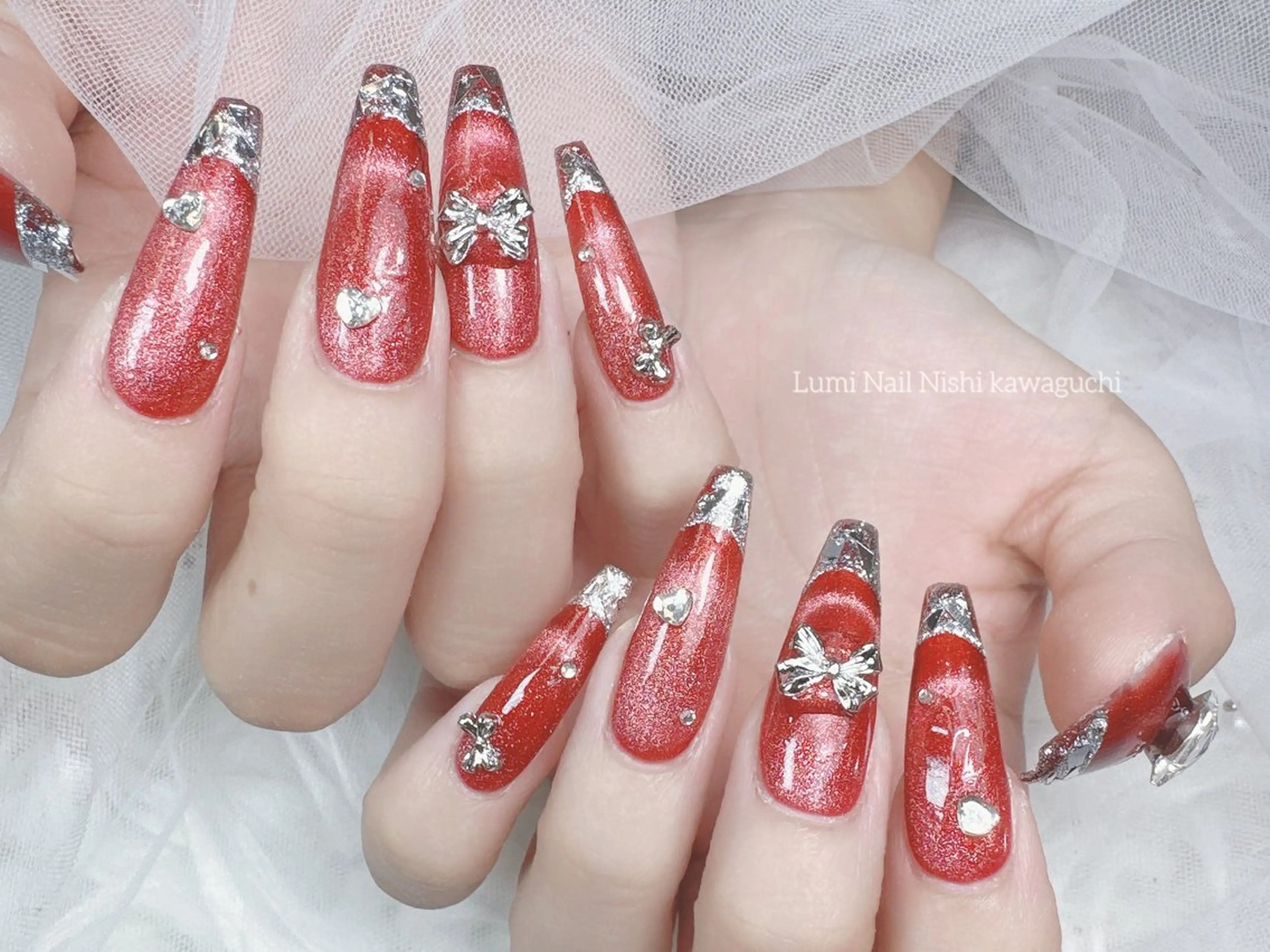 ネイル チークネイル フラッシュネイル ジェルネイル グラデーション ハート Lumi Nail Salonのネイルデザイン