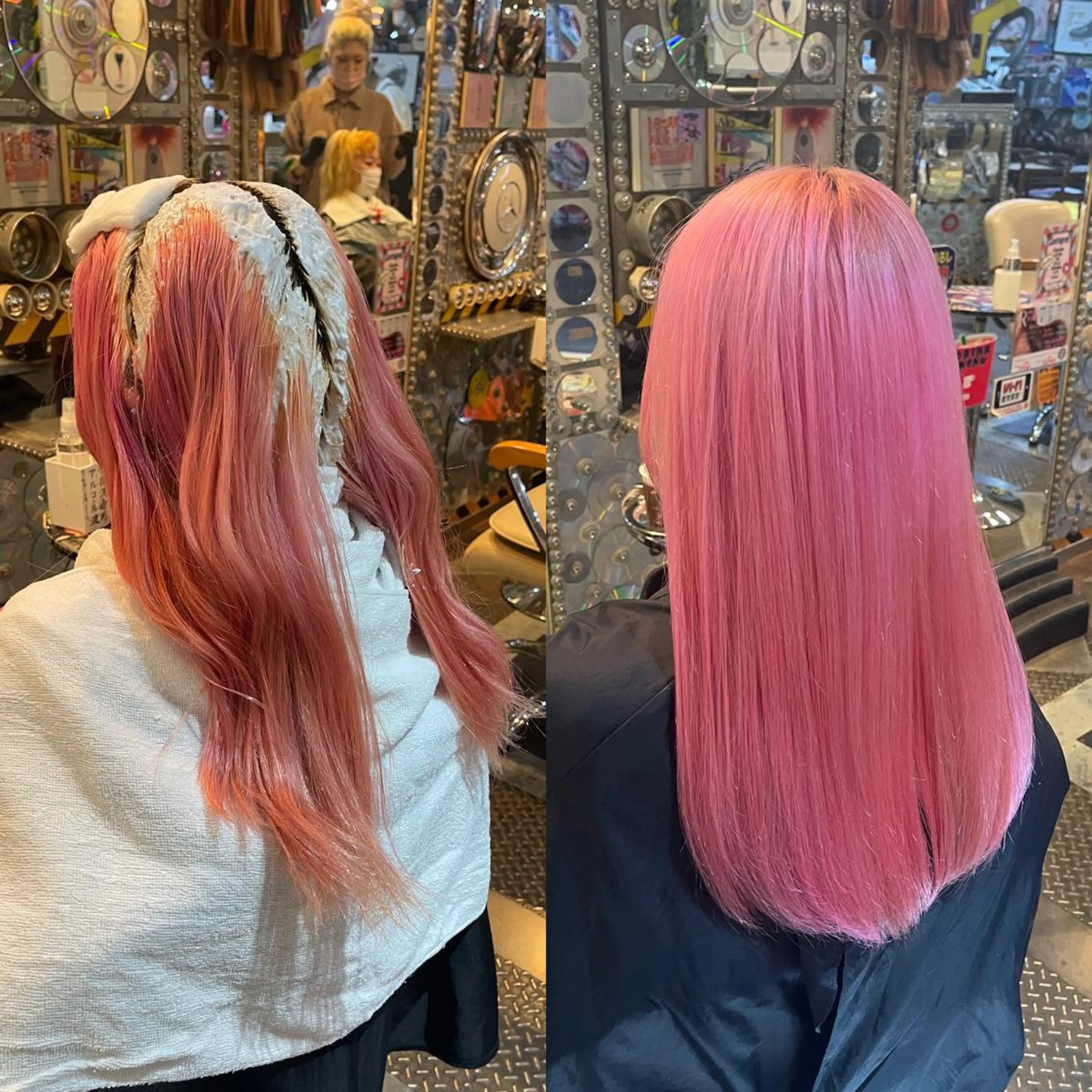 セミロング カラー ヘアアレンジ ブリーチ ケアブリーチ ハイトーンカラー ピンクカラー 🌈派手髪エクステ ブレイズ🌈ひろとのヘアスタイル