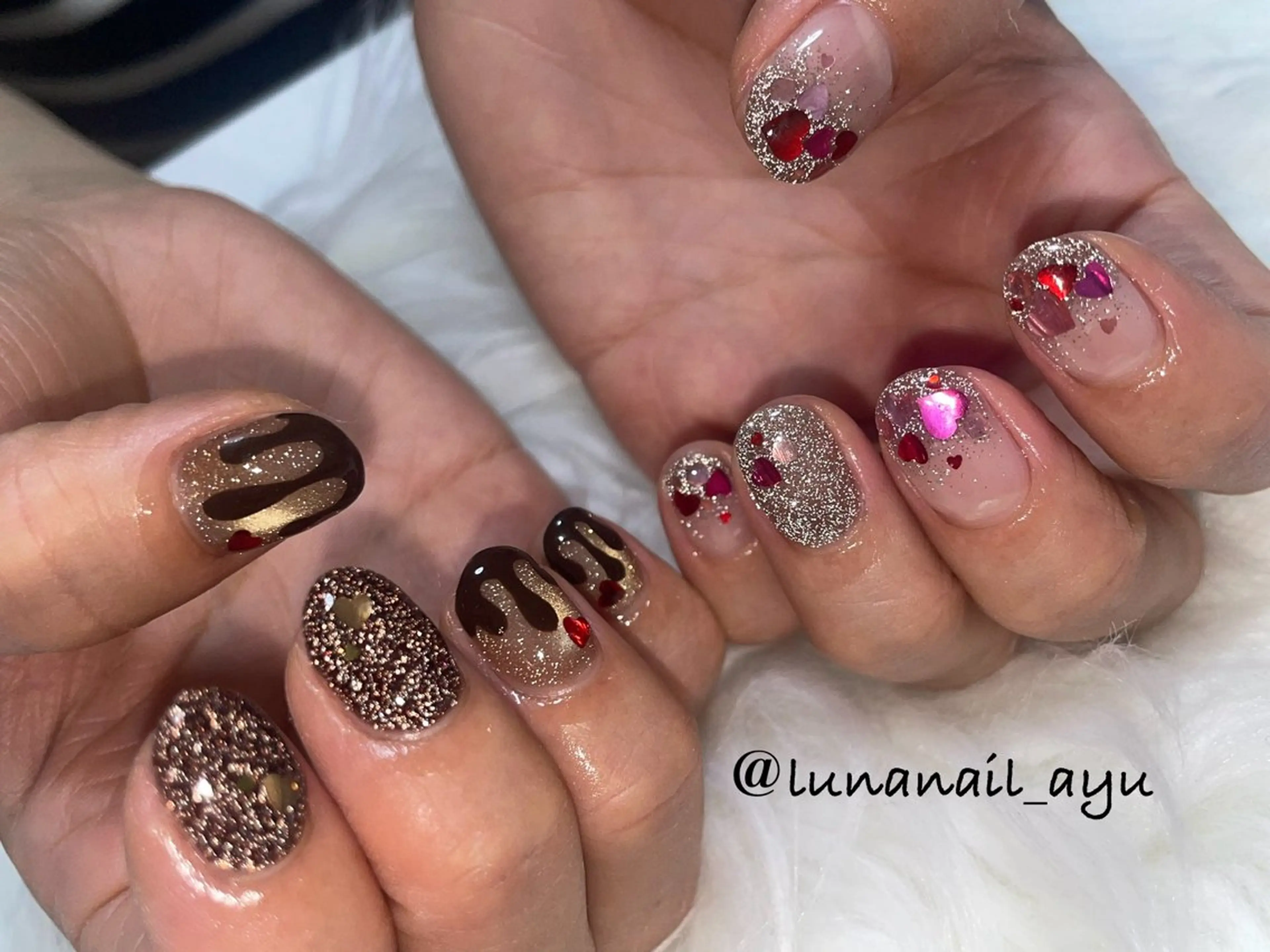 ネイル バレンタイン ハンドネイル LUNA NAIL ayuのネイルデザイン