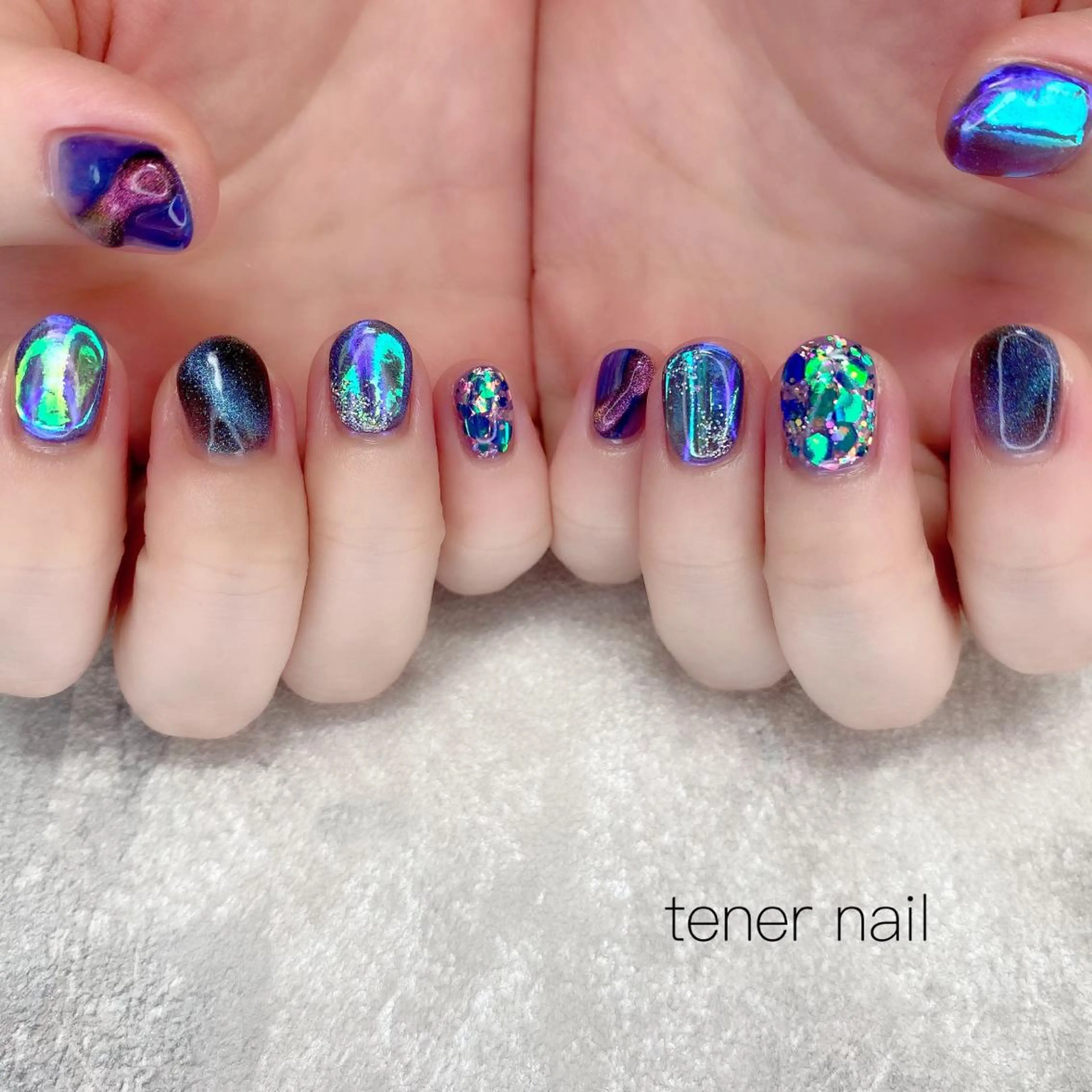 ネイル 氷ネイル・うるうるネイル ラメ(グリッター) テネルネイル tener nailのネイルデザイン
