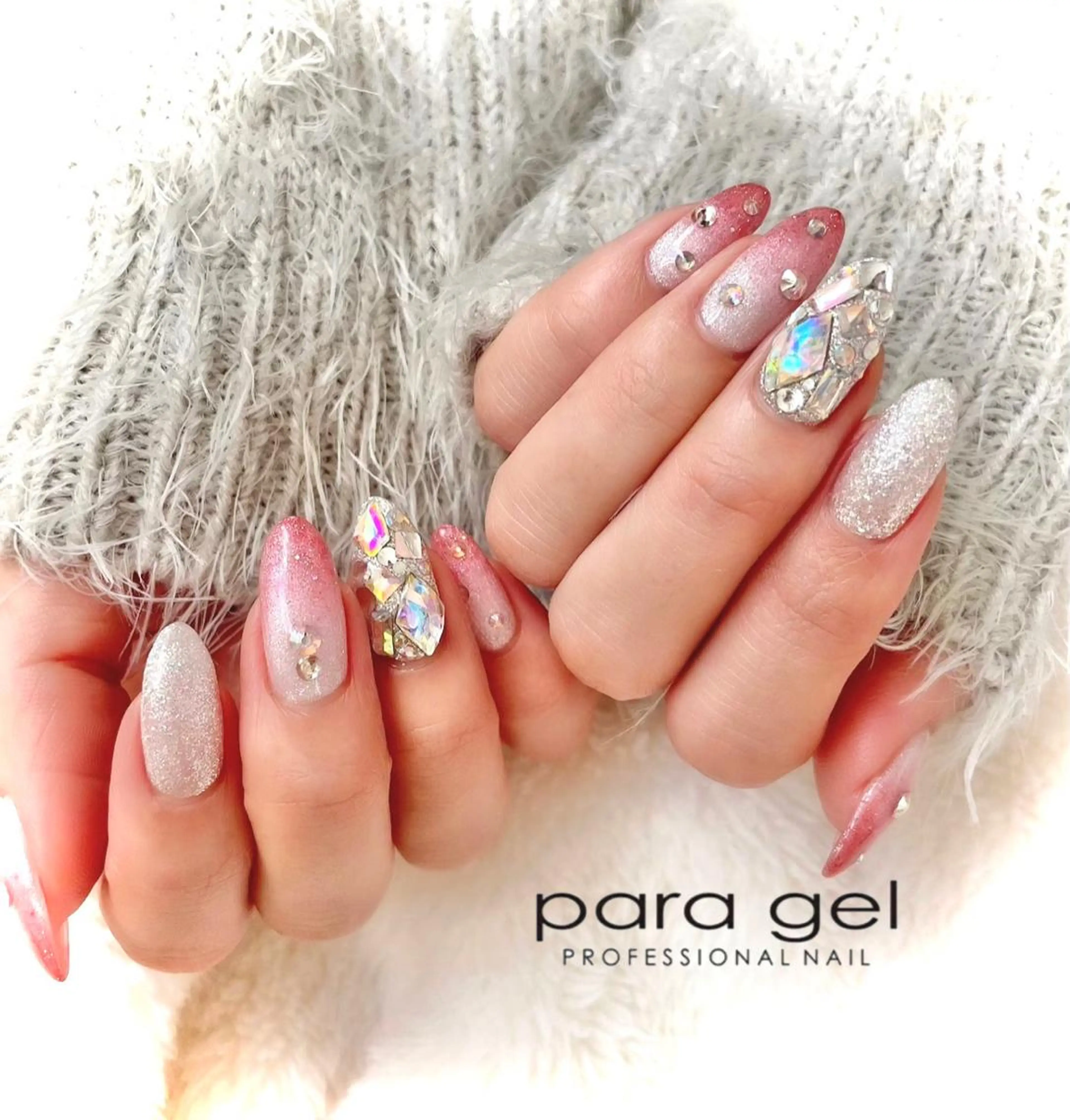 ネイル ジェルネイル グラデーション ラメ(グリッター) ラメグラデーション パラジェル ハンドネイル Bianca🎀 ONODERAのネイルデザイン
