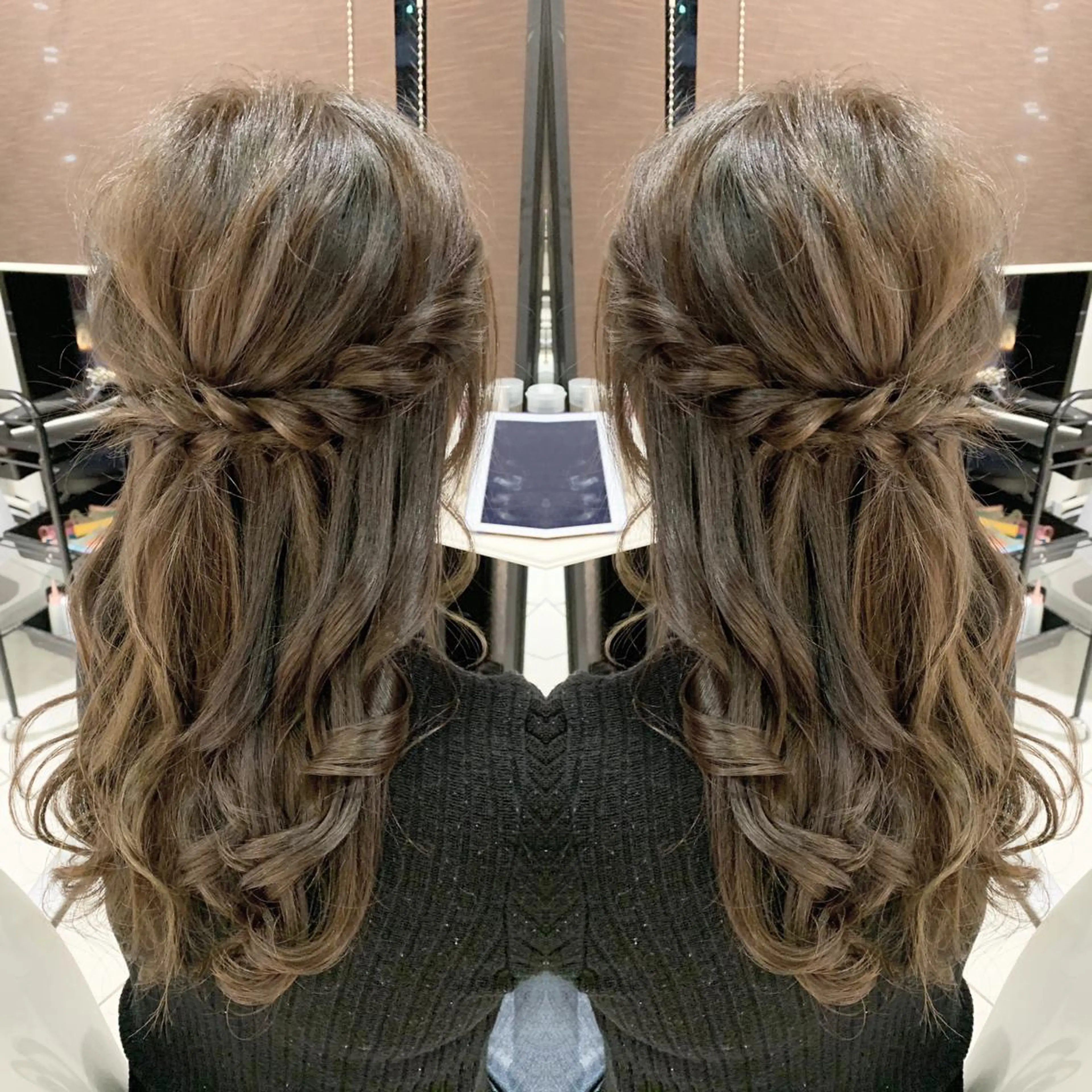 セミロング カラー ヘアアレンジ アディクシーカラー Merci メルシー 福岡、今泉のヘアスタイル