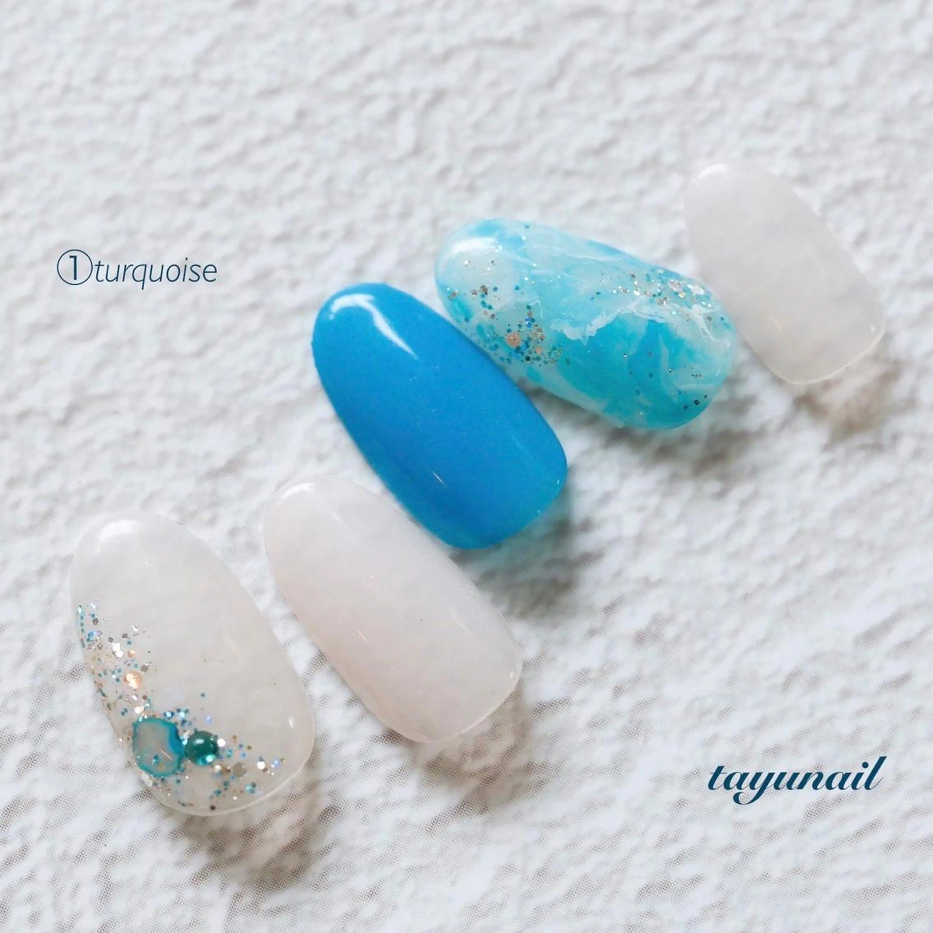 ネイル アートネイル ブルー ジェルネイル ワンカラーネイル パラジェル ネイルサロン 【たゆnail】のネイルデザイン