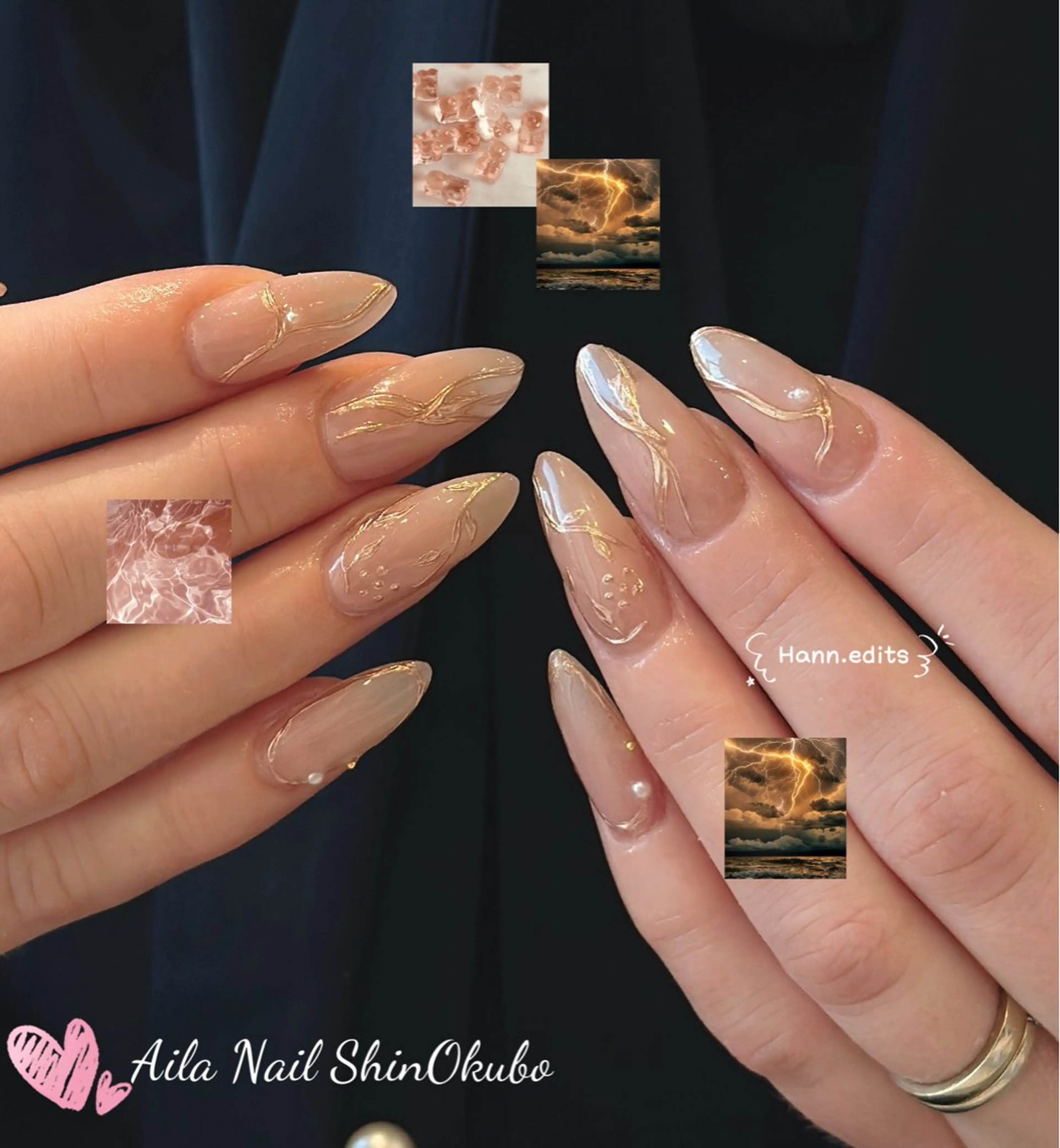 ミディアム 韓国風ヘア ハンドネイル Aila Nail HanChanのネイルデザイン