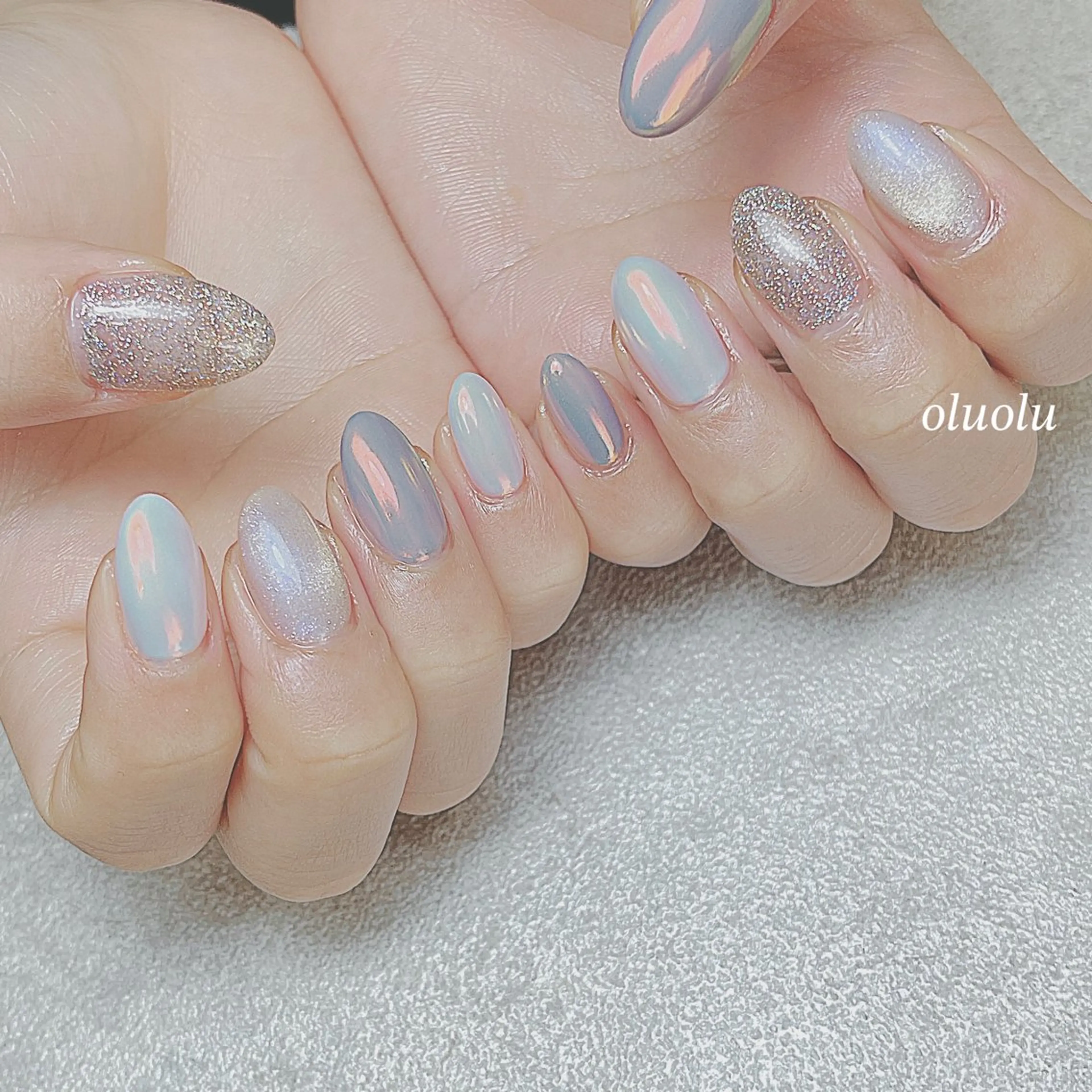 ネイル アートネイル オーロラネイル フラッシュネイル フットネイル キラキラネイル 大村 紬華のネイルデザイン