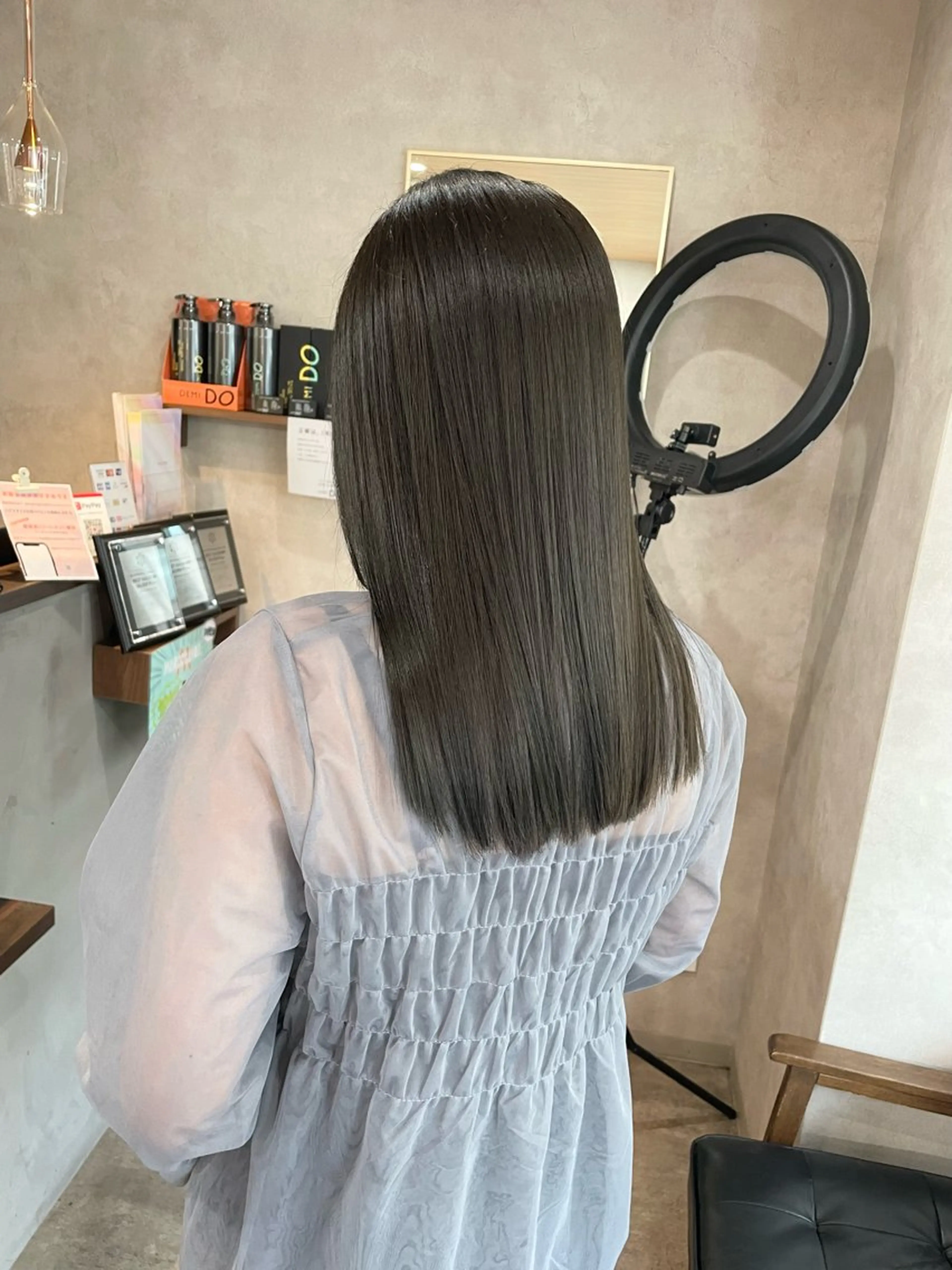 セミロング カラー オリーブカラー オレンジ RIENS aura / ayu ♡のヘアスタイル