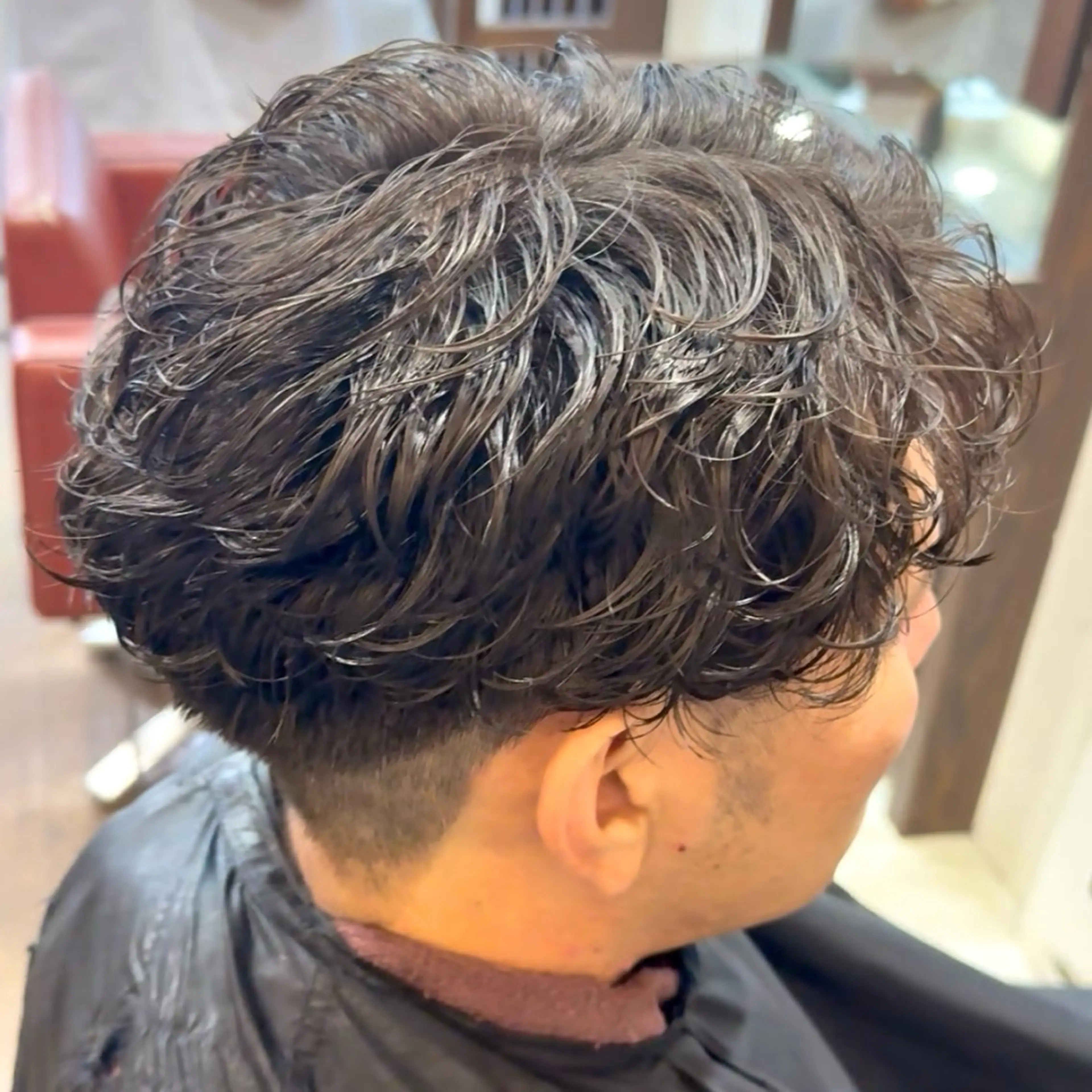 パーマ メンズ カット パーマ スペインカール/セン ターパート/RYUのヘアスタイル