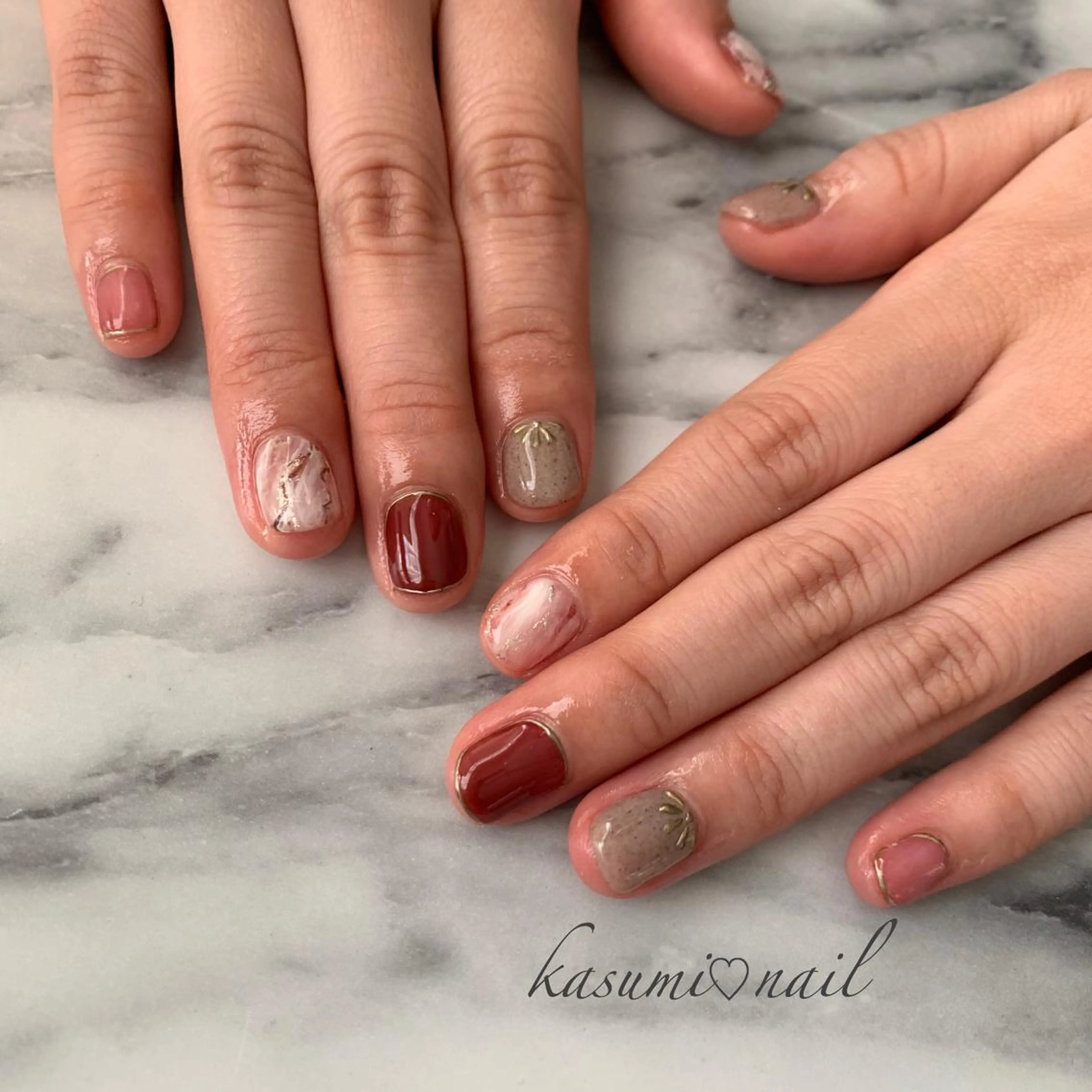 ネイル アートネイル フットネイル 大理石ネイル(マーブル) ミラーネイル ニュアンスネイル KASUMI♡ Nailのネイルデザイン