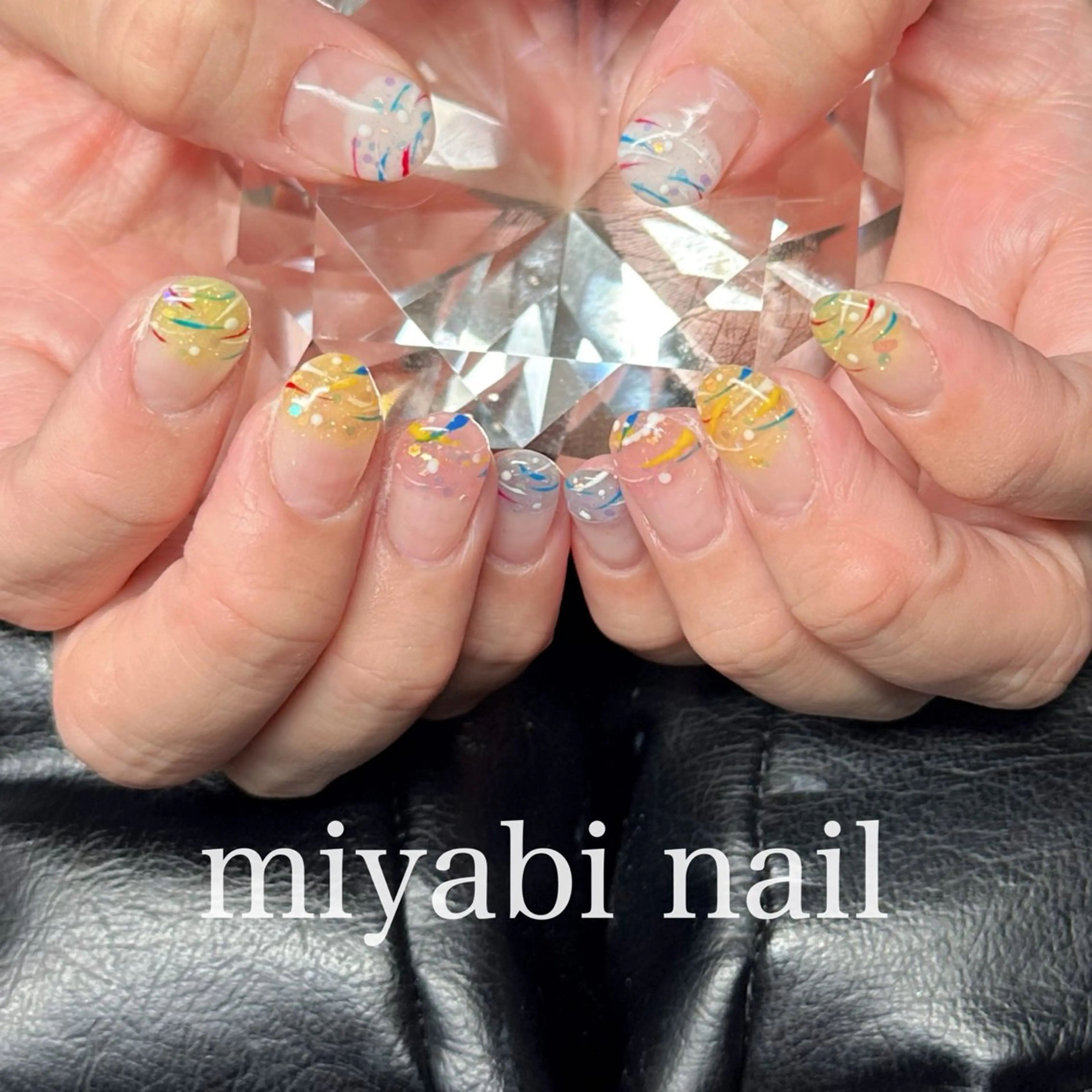 ネイル ジェルネイル キラキラネイル 持ち込み 夏ネイル ヨーヨーネイル ハンドネイル miyabi nail 桂川駅近くのネイルデザイン