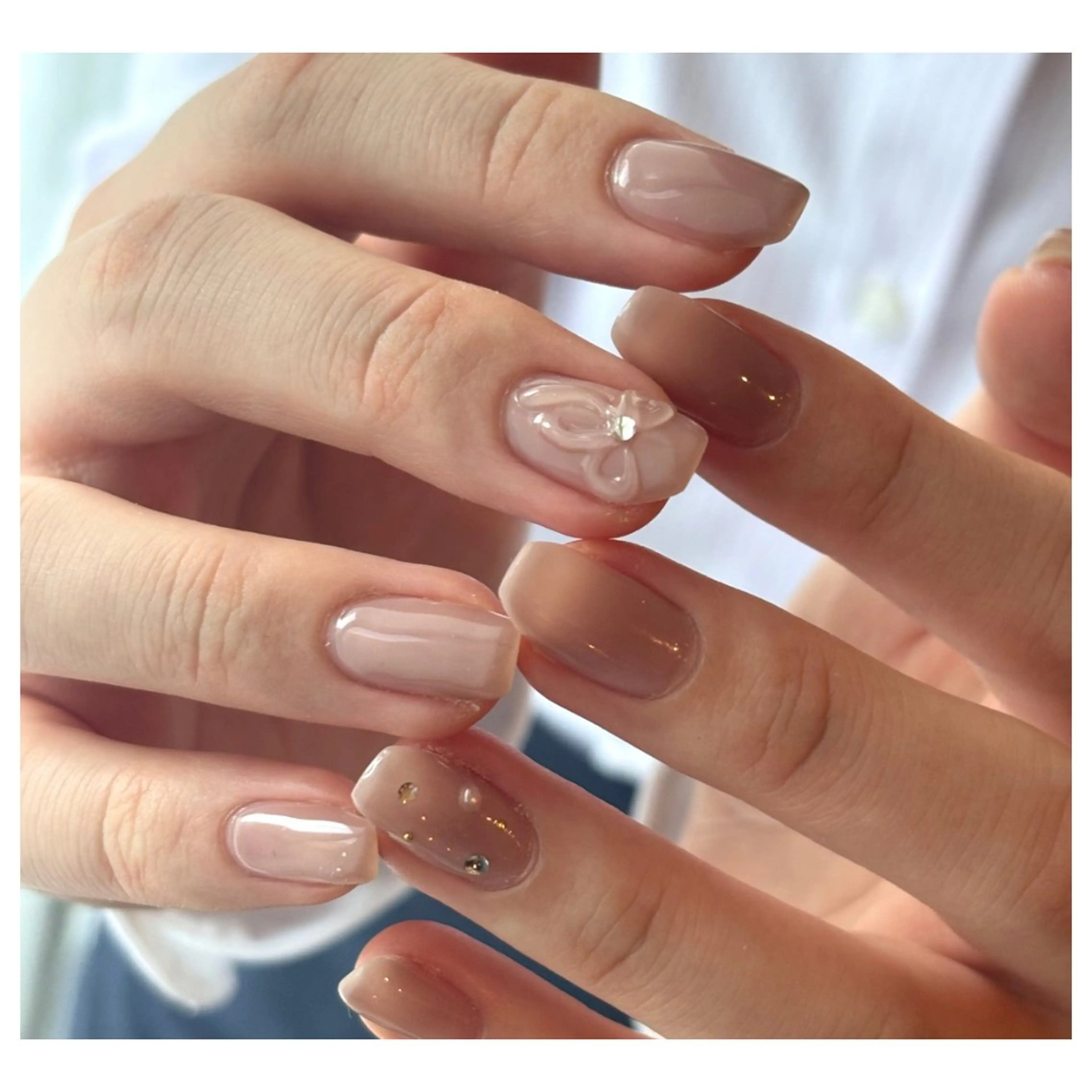 ネイル クリアネイル リボン Elio 国泰寺のネイルデザイン