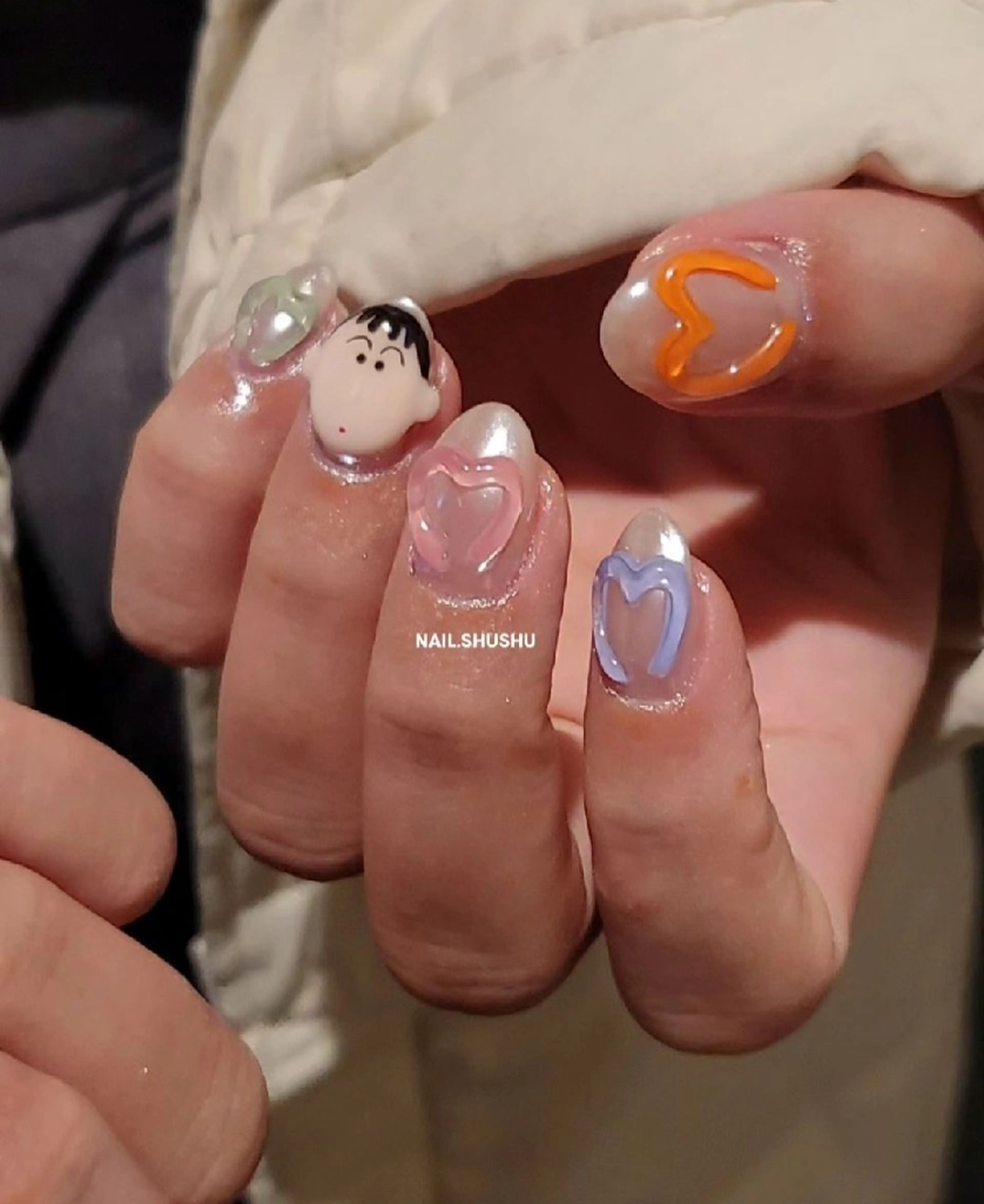 ネイル 持ち込み ニュアンスネイル ワンカラーネイル シンプルネイル 春ネイル ハンドネイル 3dパーツ/流行り 👧shushu❤️のネイルデザイン