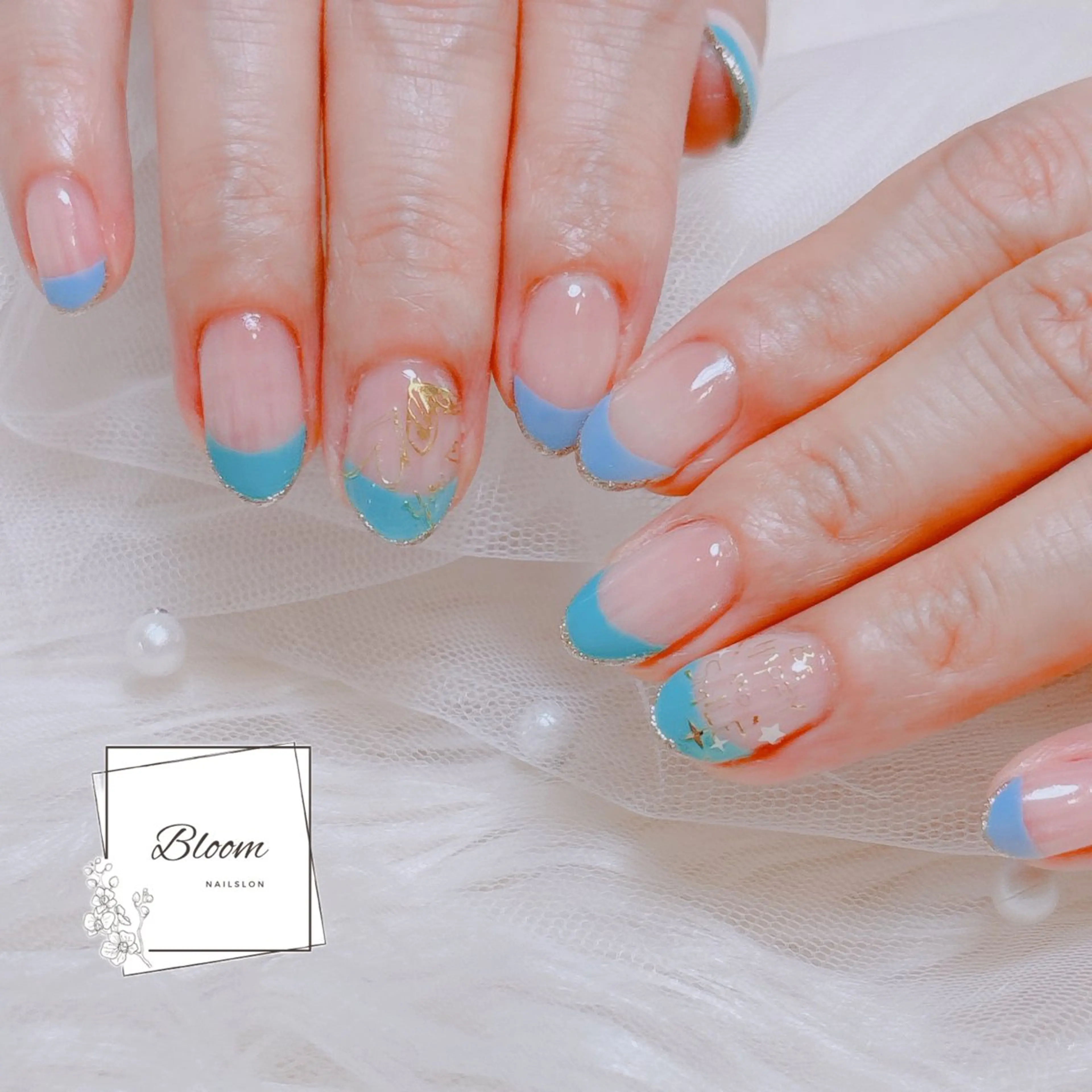 ネイル フレンチネイル ラメ(グリッター) Bloom Nail Salonのネイルデザイン