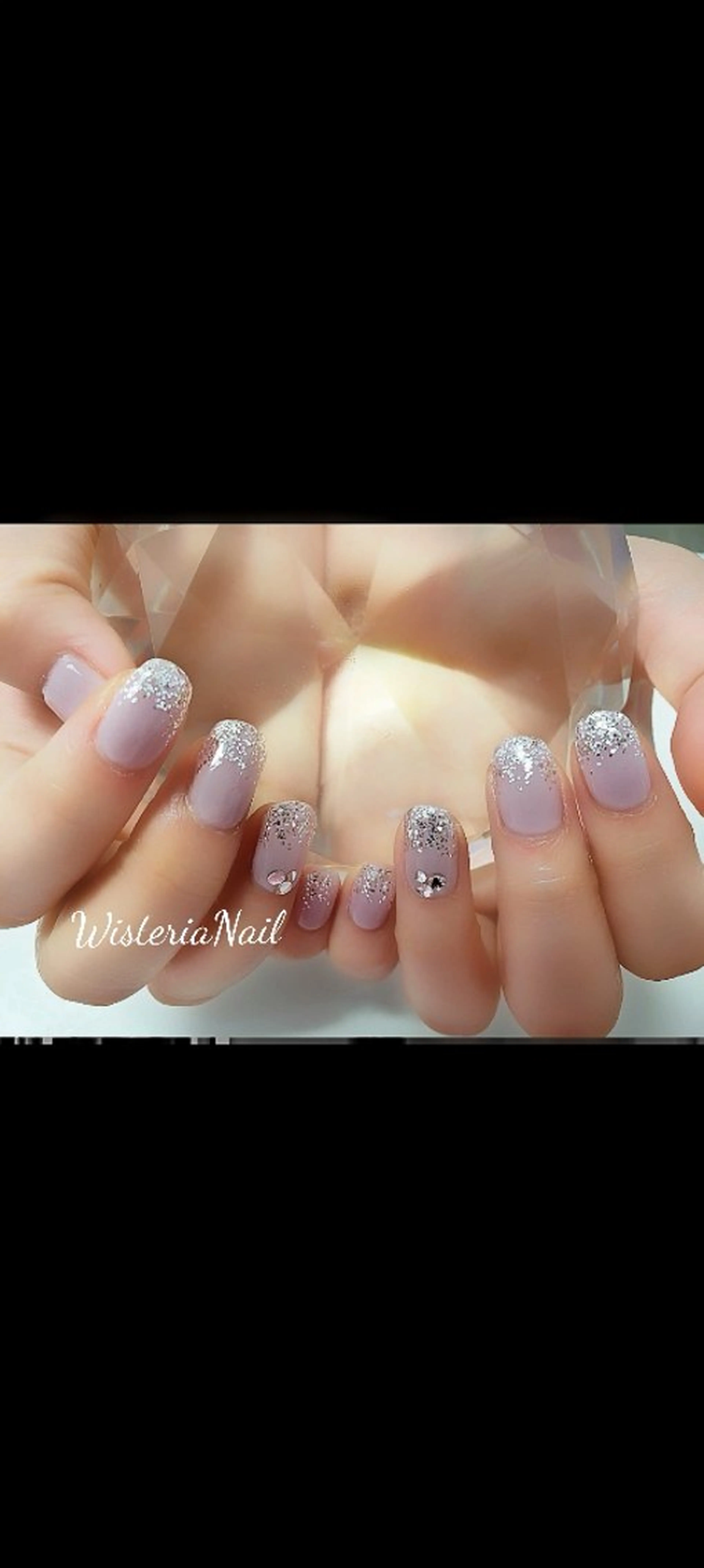 ネイル ラメ(グリッター) ラメグラデーション ストーンネイル Wisteria Nail_Yukieのネイルデザイン