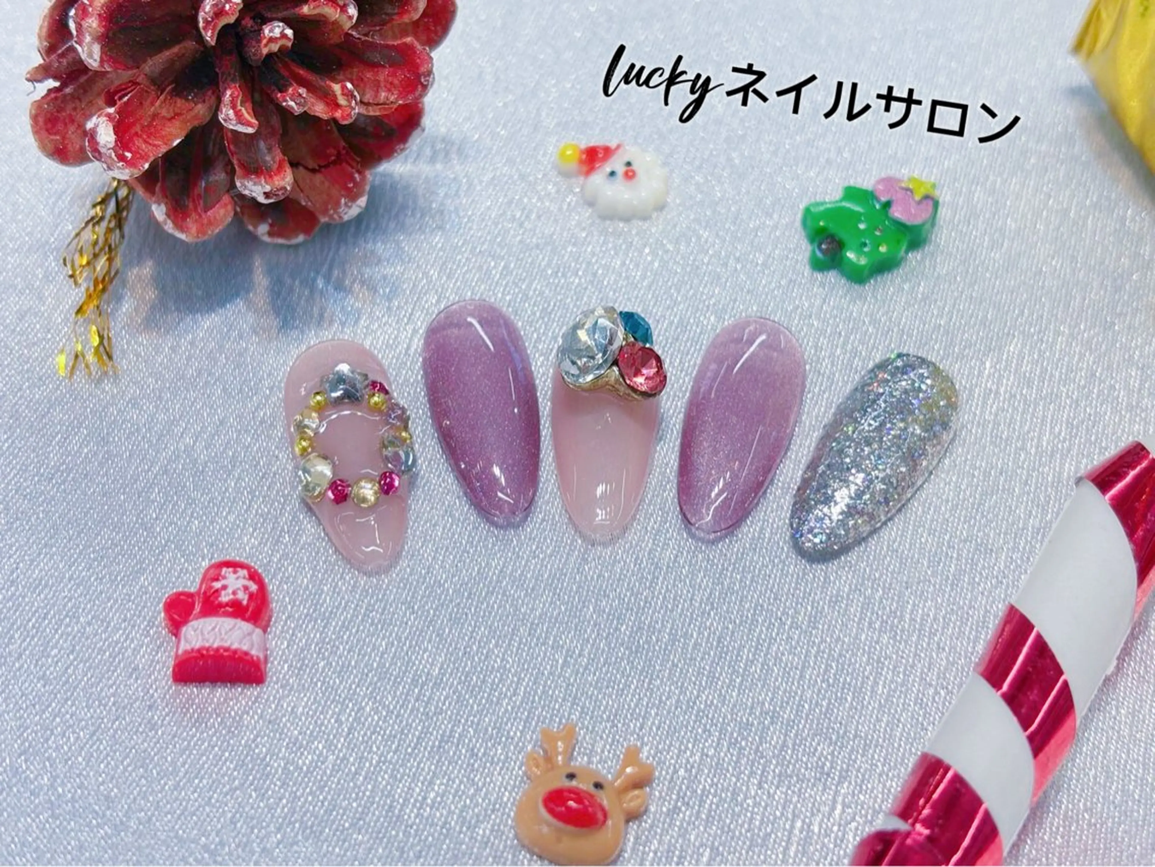 ネイル アートネイル チークネイル 長さ出し フットネイル ジェルネイル ラッキーネイルサロン 西川口東口店のネイルデザイン