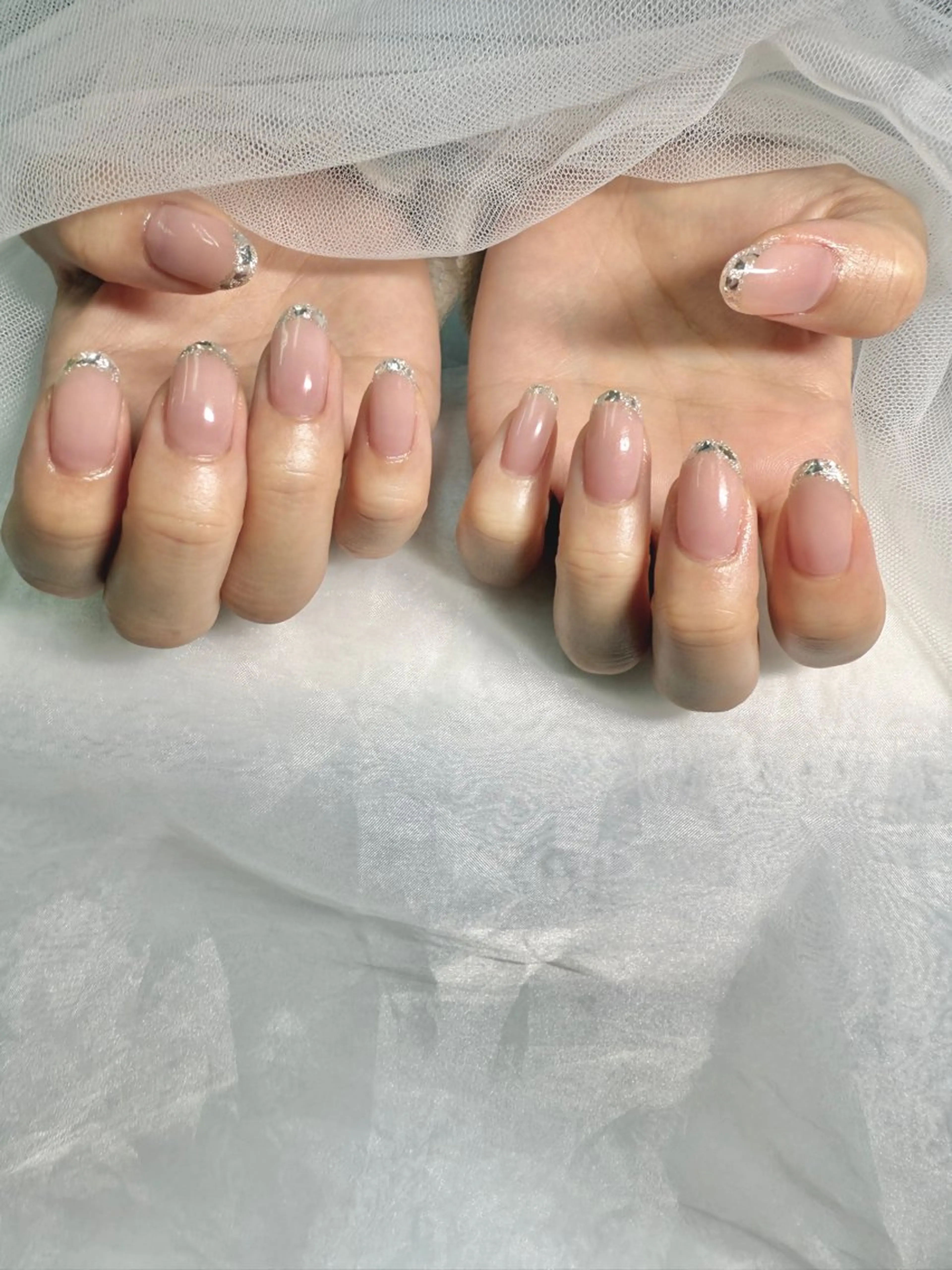 ネイル フレンチネイル ガラスフレンチ nail Latteのネイルデザイン
