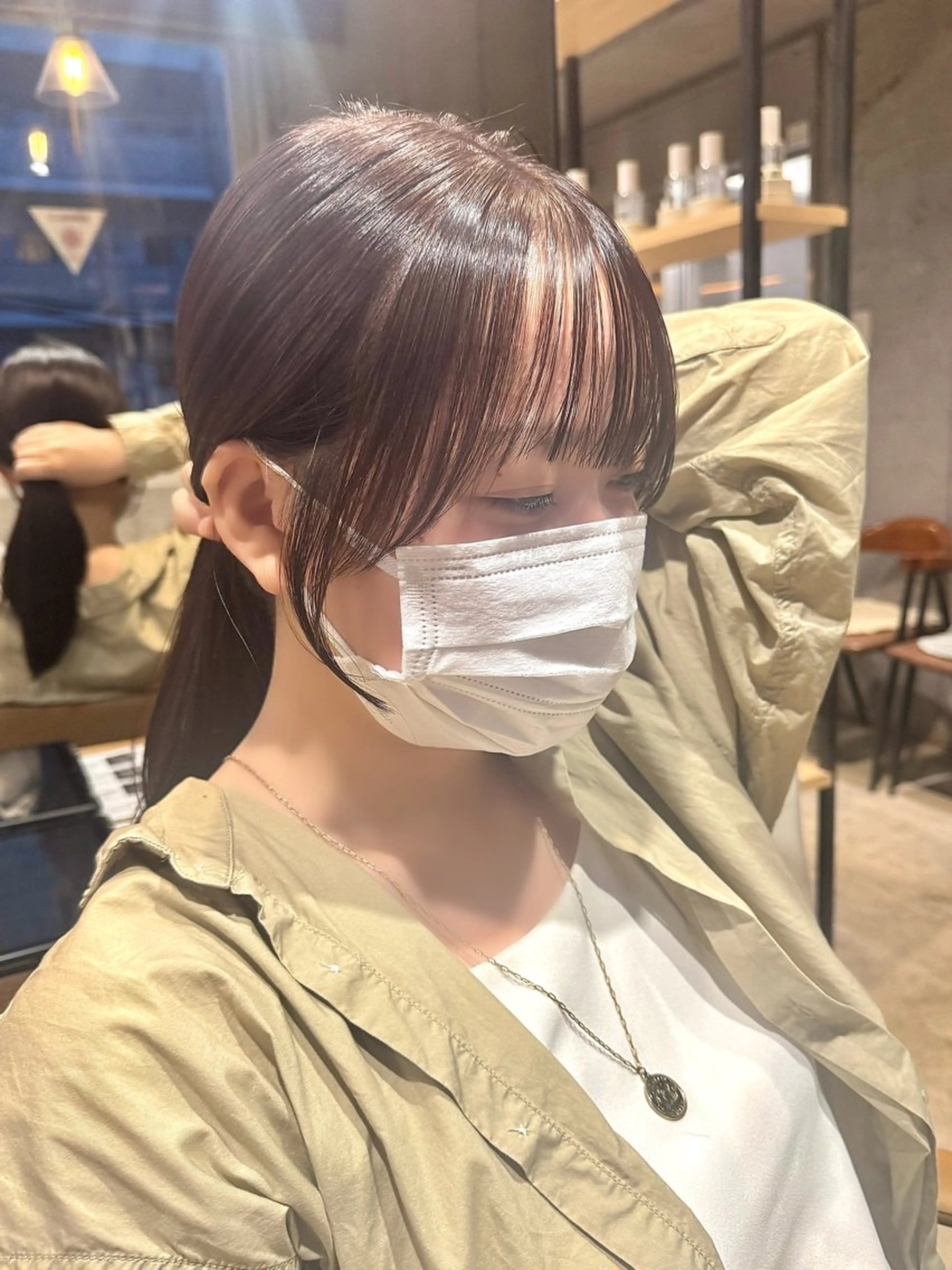 セミロング カラー ヘアアレンジ カット ヘアカラー トリートメント ヘッドスパ 顔まわり/艶カラー/ 🤎himari🤎のヘアスタイル