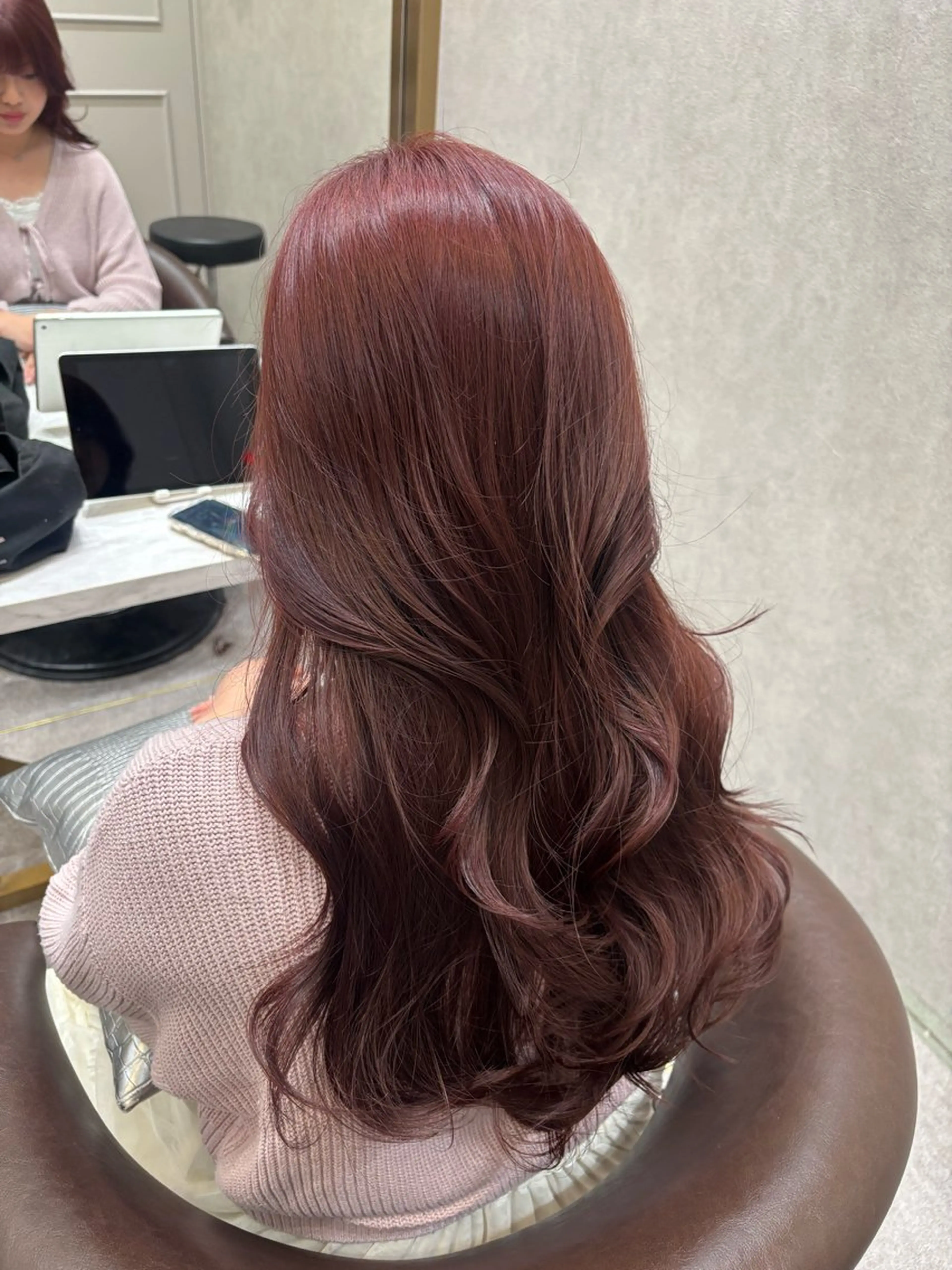 ロング ピンクラベンダー ボブ くびれヘア 韓国風ヘア レイヤーカット 🎀透明感カラー shizuka🎀のヘアスタイル