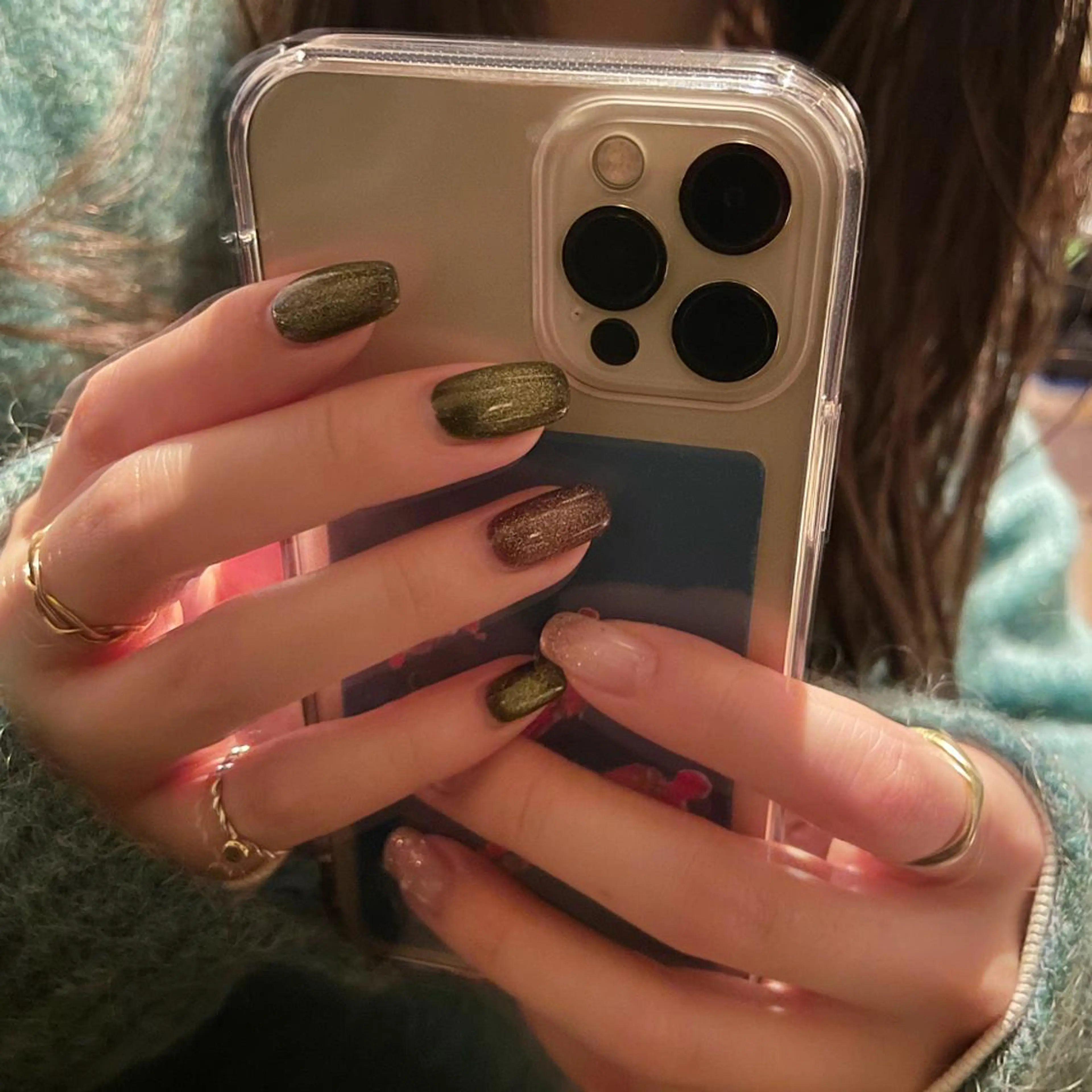 ネイル ラメ(グリッター) ラメグラデーション マグネットネイル ハンドネイル LUKE所属・もとまつ さちこのネイルデザイン