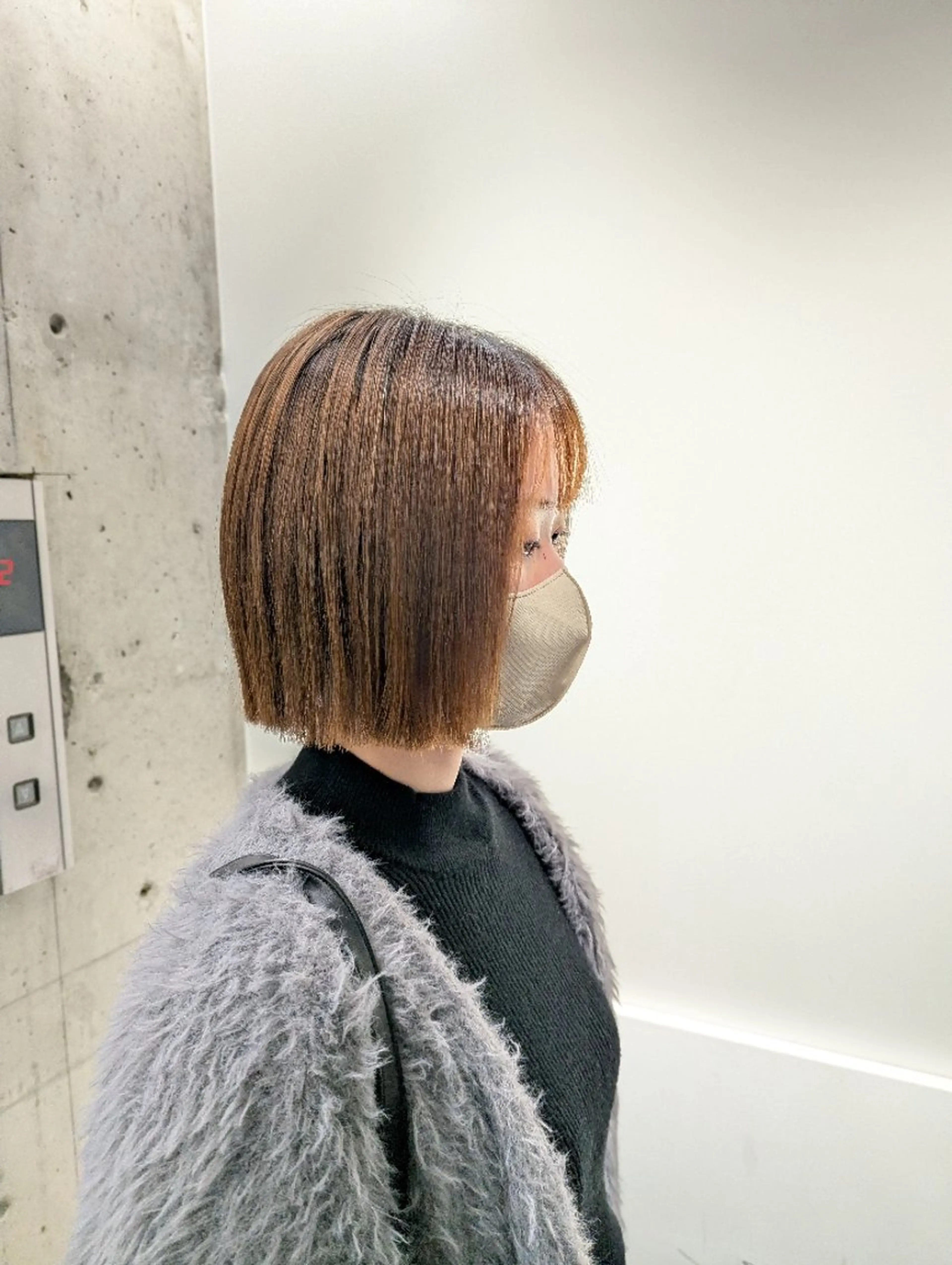 ショート 切りっぱなしボブ ボブ 縮毛矯正 newi 天王寺 masakoのヘアスタイル
