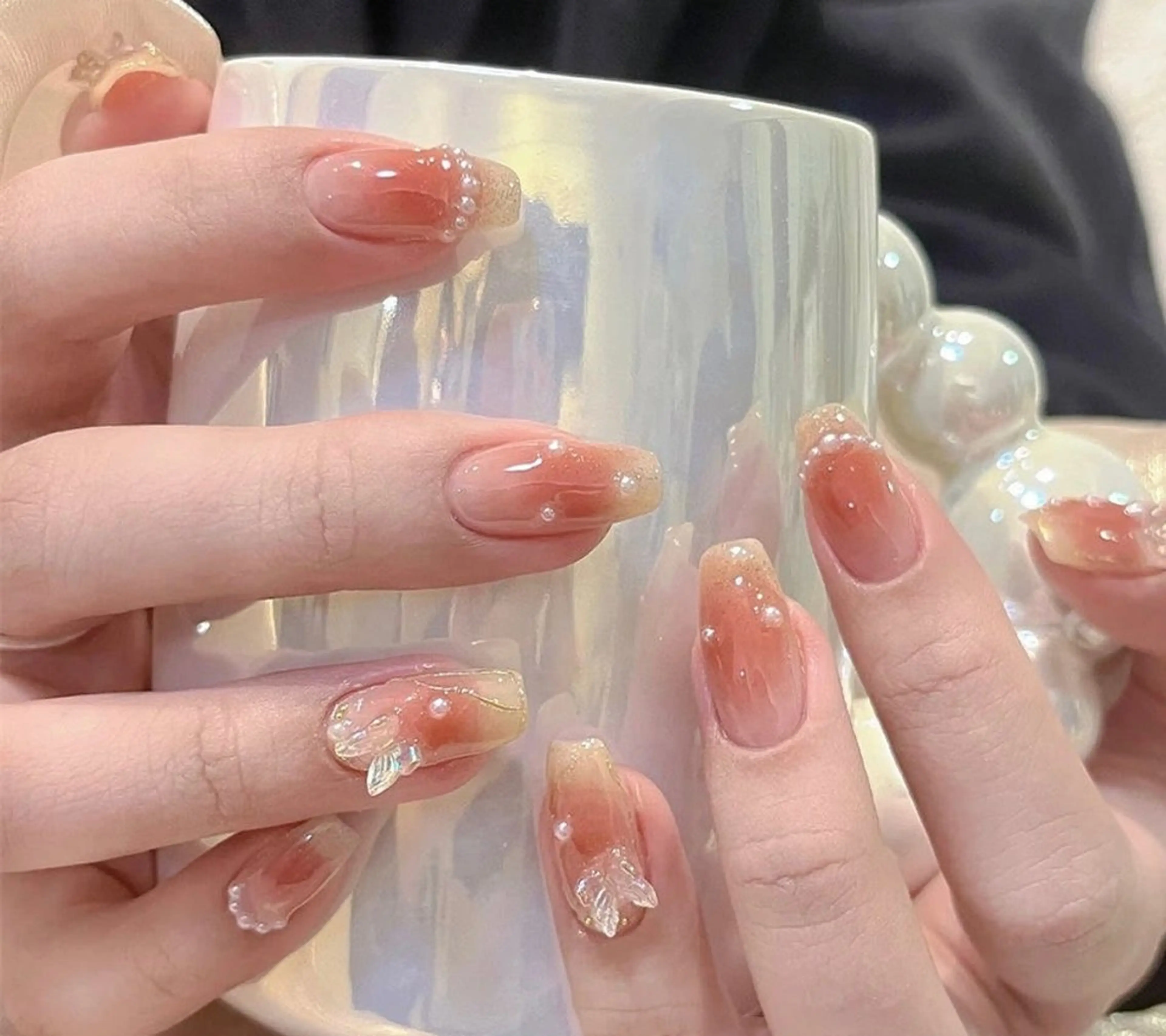 自爪💓💓💓韓国大人気 チークネイル、(オフ、ケア込み、7日以内お直し無料)の写真