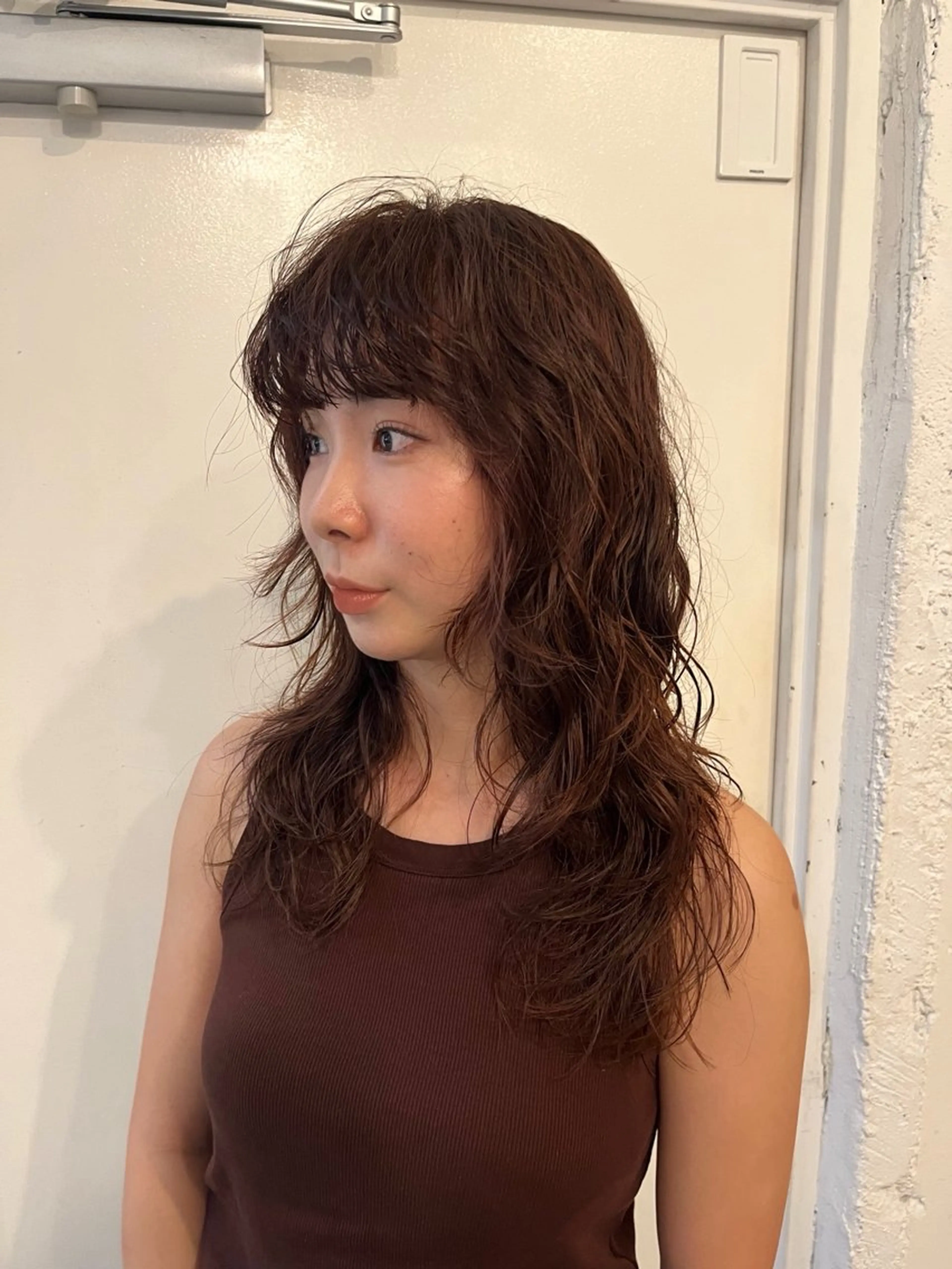 セミロング カラー パーマ ✴︎UNU ✴︎モエカのヘアスタイル