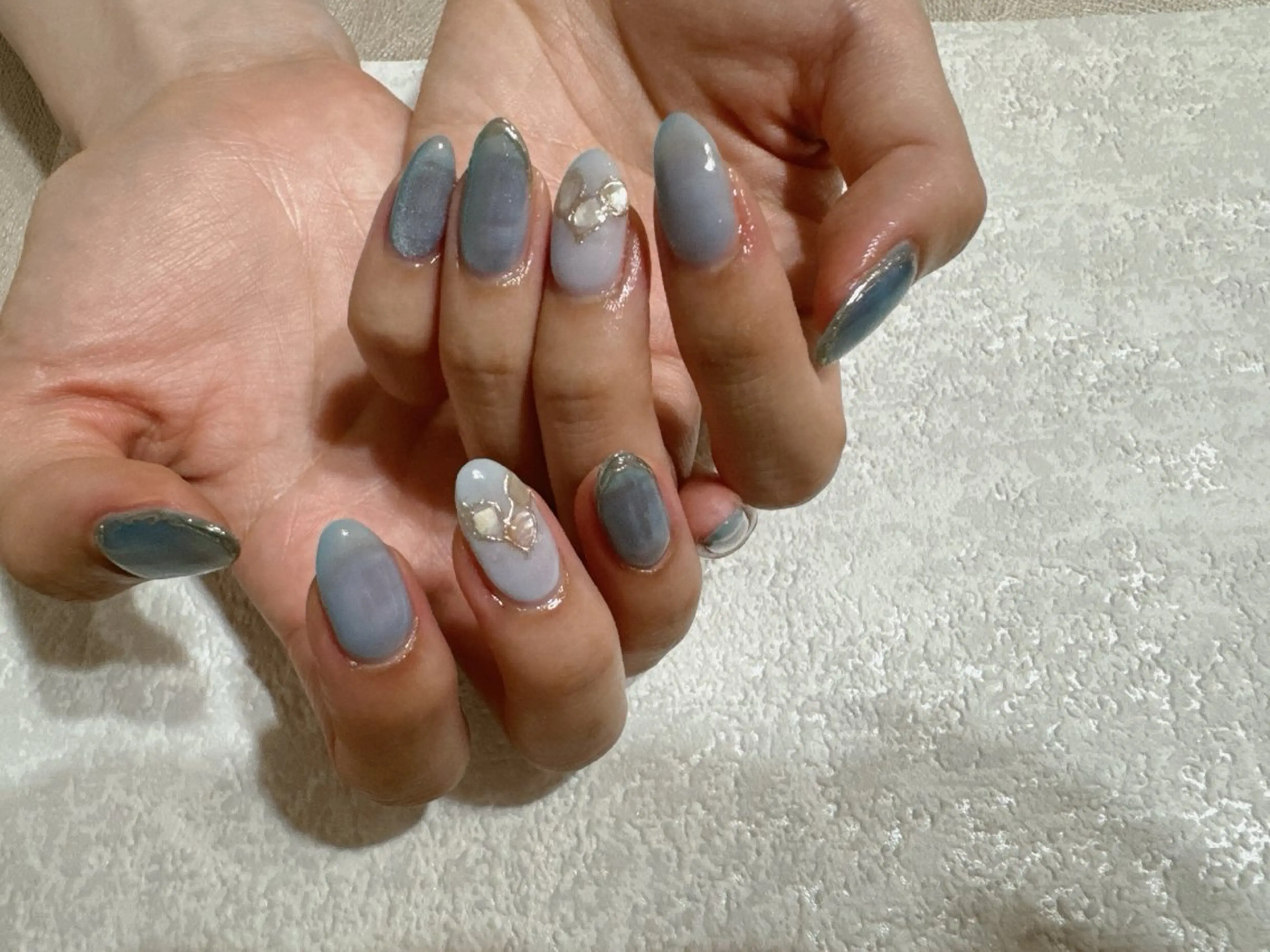 ネイル ブルー ジェルネイル マグネットネイル メンズネイル パラジェル ハンドネイル kikinail 溝の口のネイルデザイン